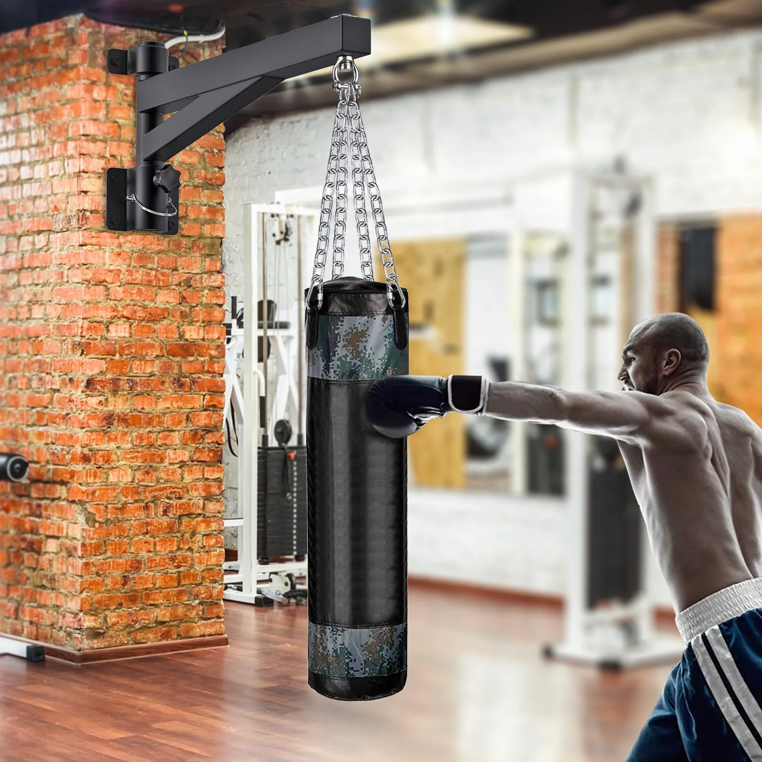 BeneLabel Soporte para Saco de Boxeo, Soporte para Colgar en la Pared, Soporte Pesado con RotacióN Silenciosa para Gimnasio en Casa, Interior Y Exterior, Ejercicio de Boxeo