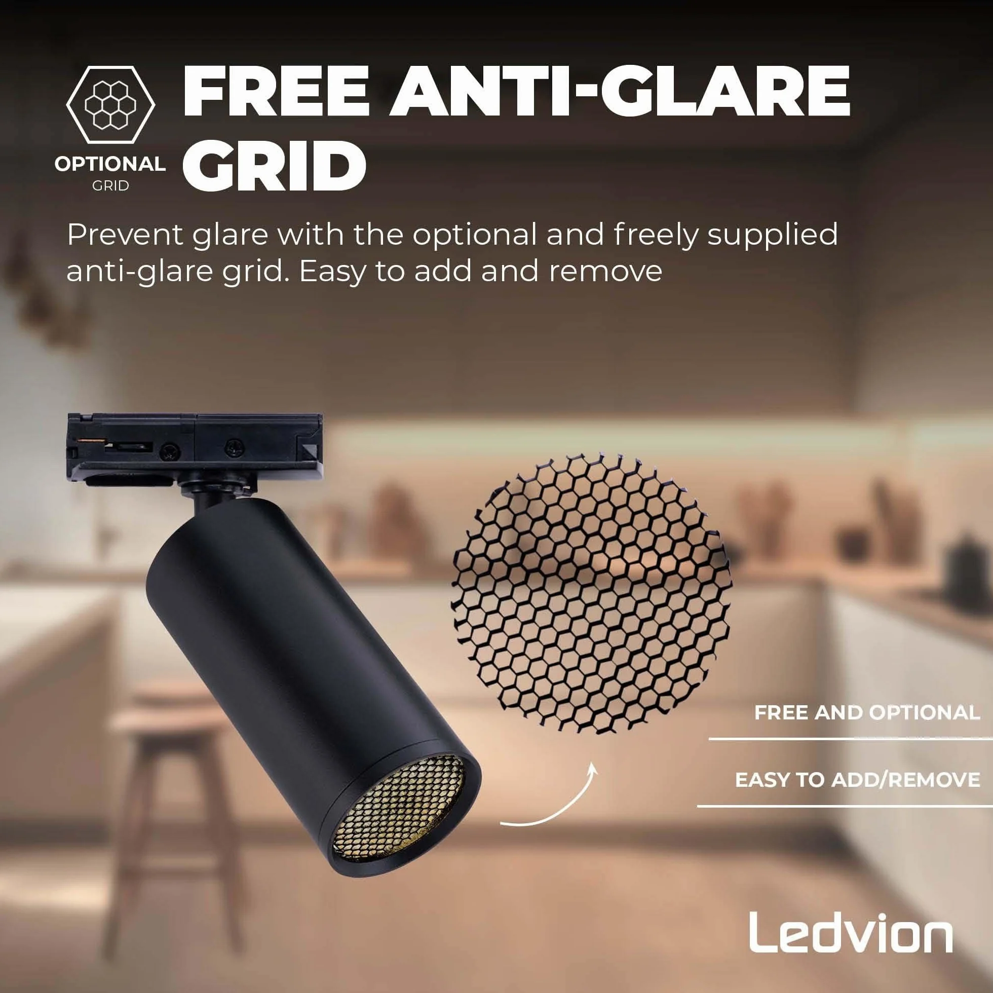 Ledvion Sistema de rieles iluminacion 2m Carril Monofasico 3W Negro 2700K 6x Foco de techo Orientable GU10
