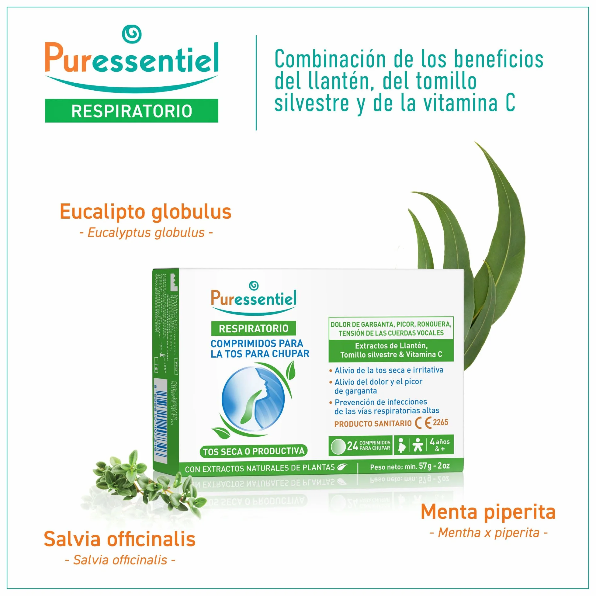 Puressentiel Comprimidos para la Tos Seca o Productiva 24 comprimidos con 21 extractos de plantas BIO