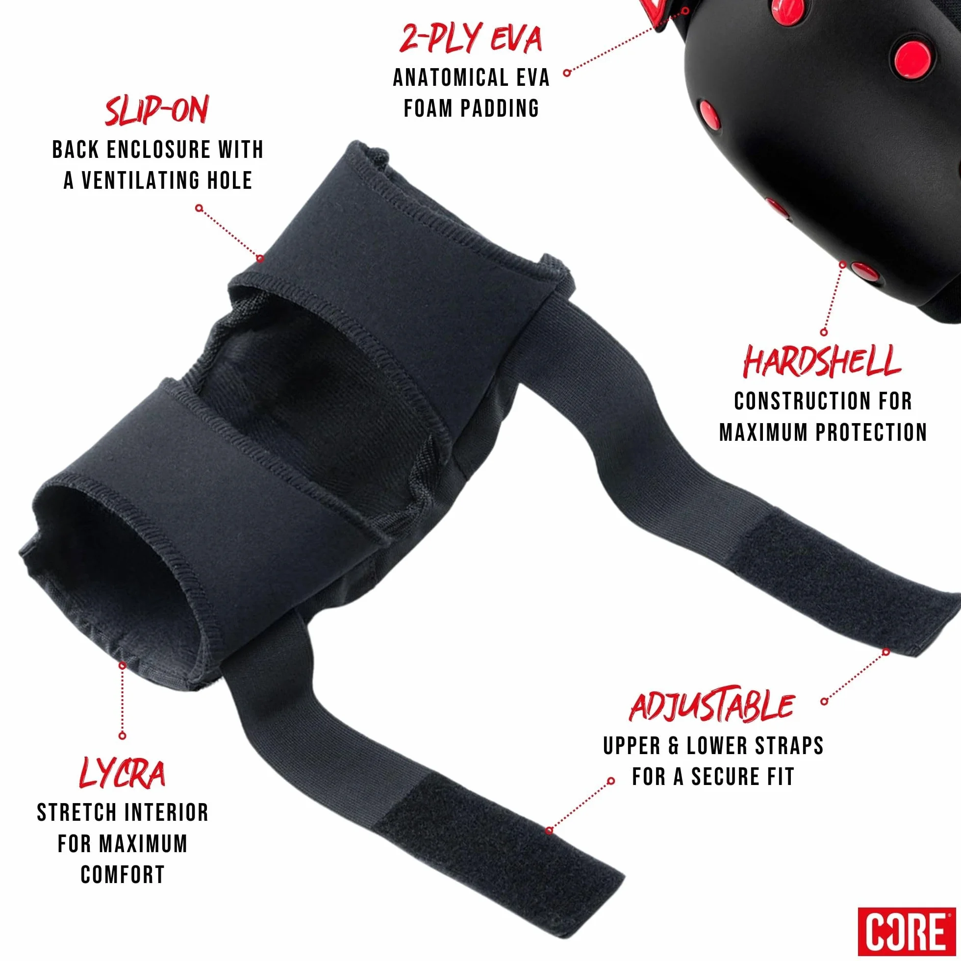 CORE Skate Pads 3-Pack (S - Negro)