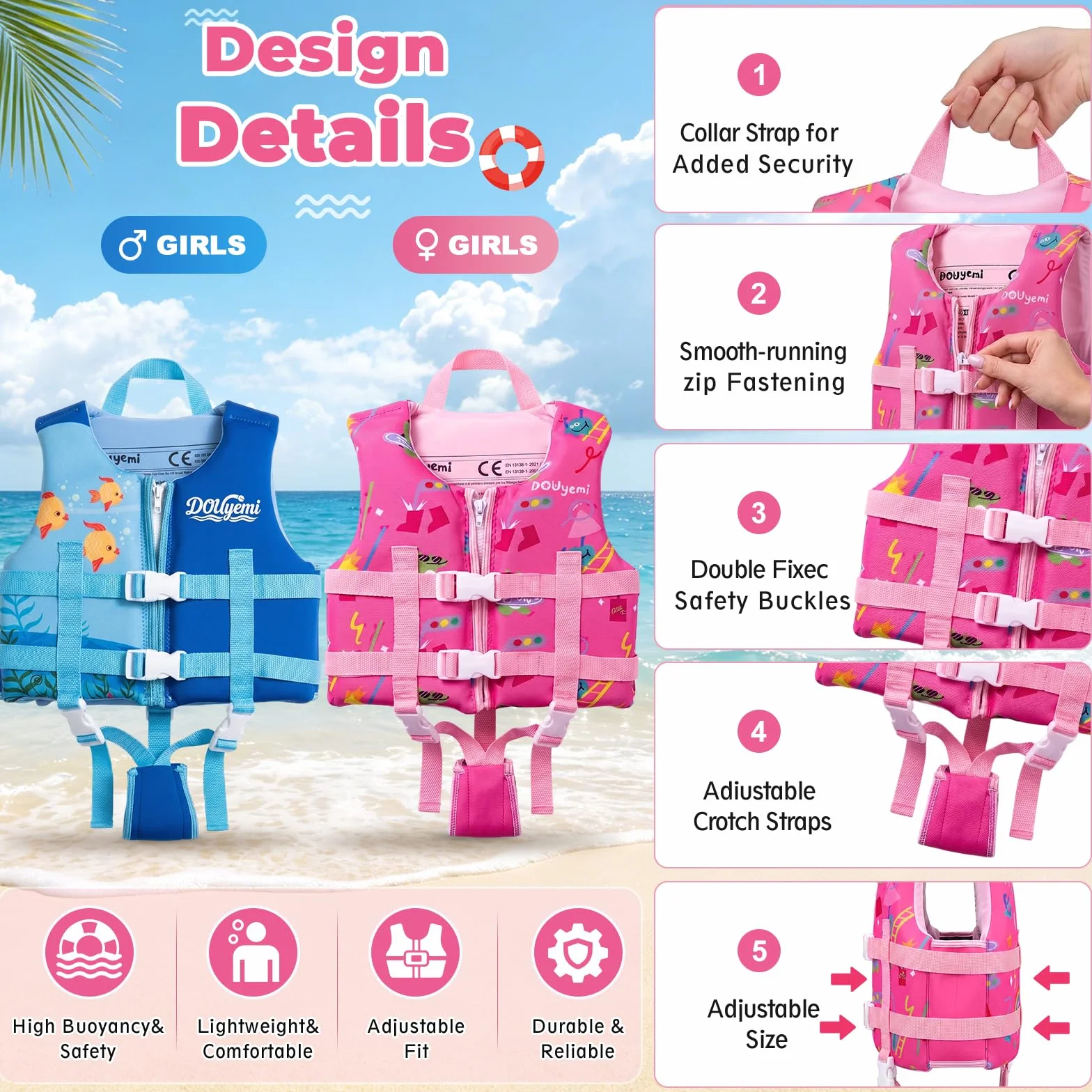 Chaleco de Natación para Niños Chaleco Flotador Bebe Kids Swim Vest Float Jacket, Chaleco de Piscina con Tirantes Dobles Ajustables, Ayuda de Natación a Partir de 2 a 3 Años para Niños