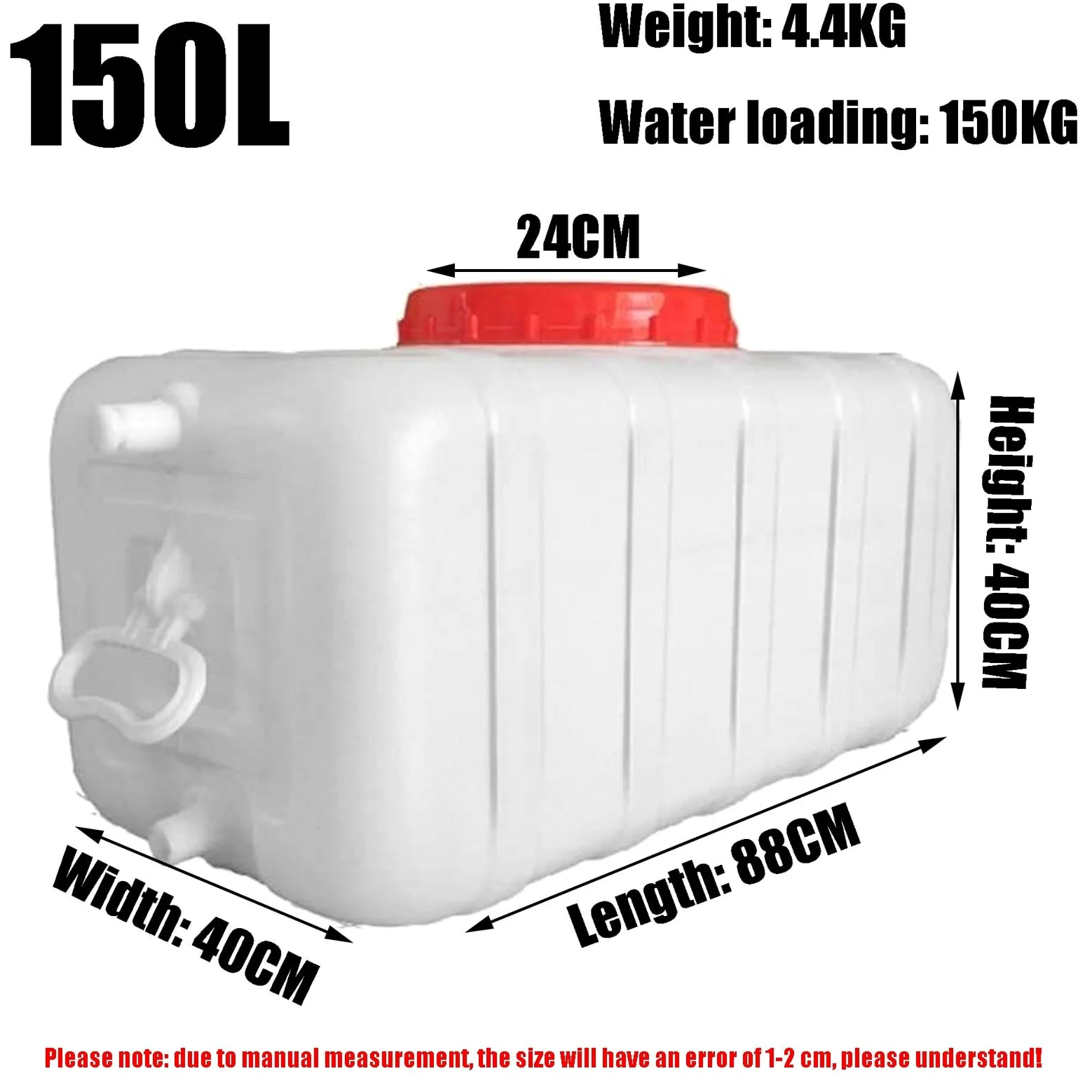 Cubo de plástico Apto para Alimentos para almacenar Agua, Tanque de Agua portátil con asa, Cubo para Exteriores de Gran Capacidad.