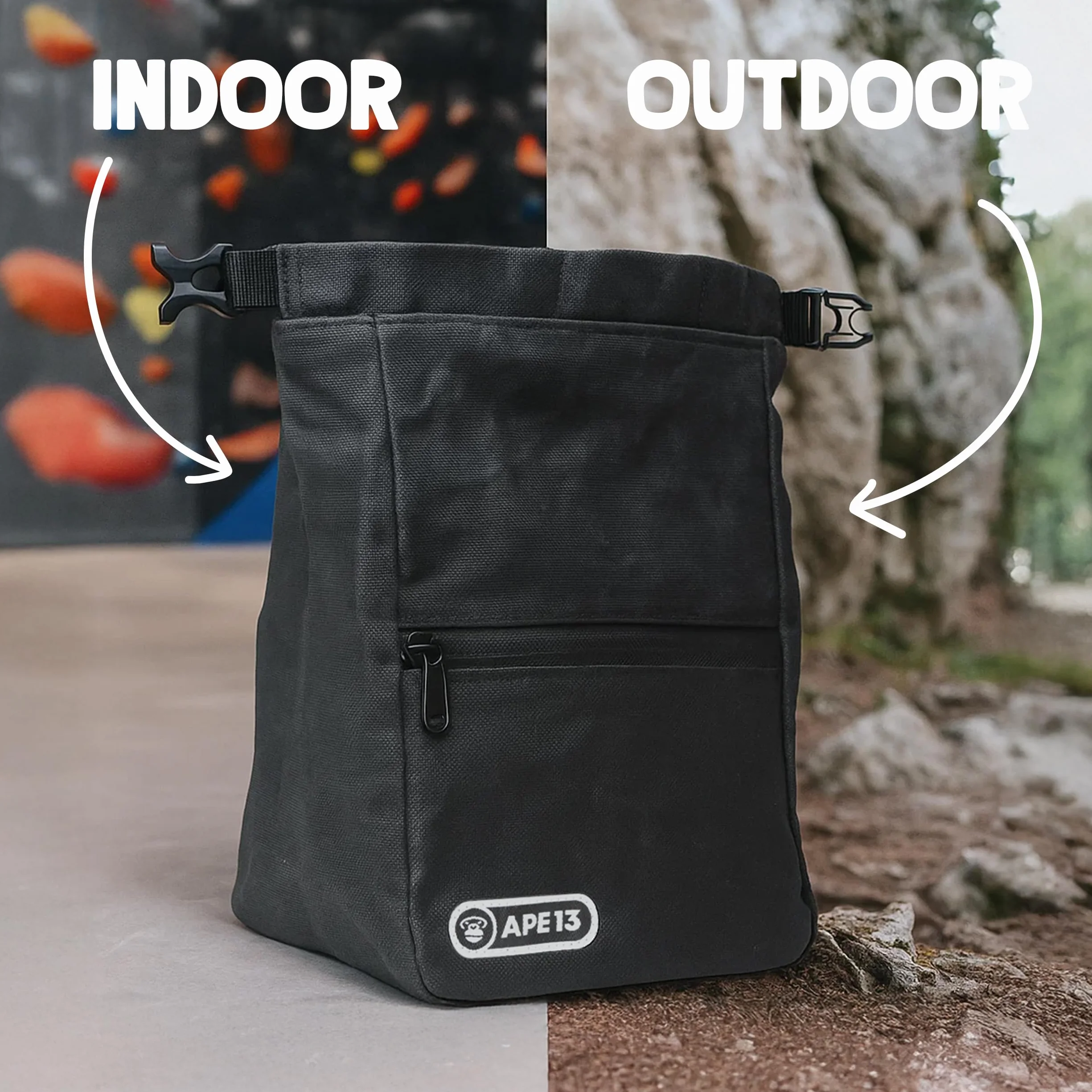 Bolsa de magnesio para bouldern 3 colores resistente tapa enrollable cierre magnético