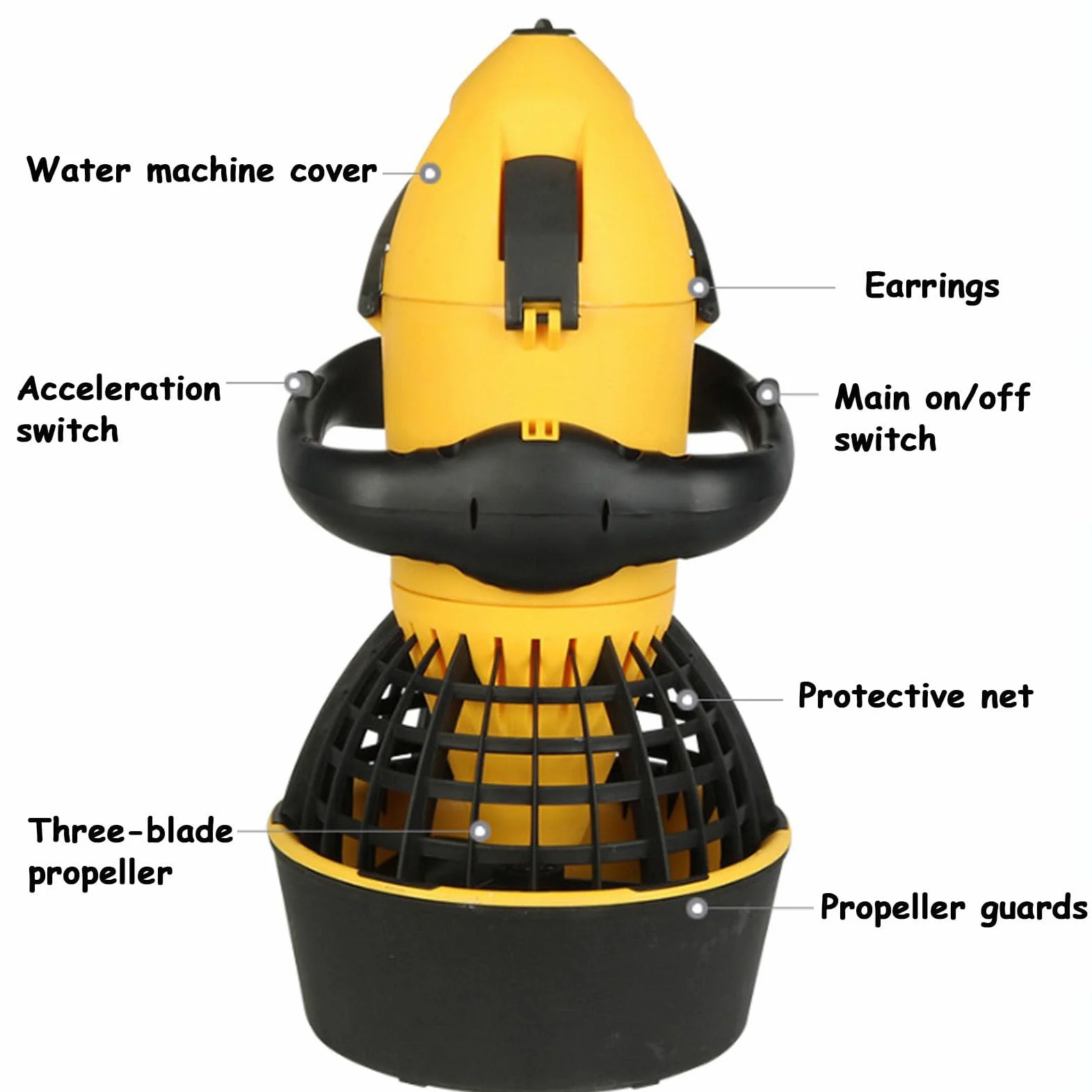 Patinete subacuático para buceo, scooter marino eléctrico con hélice impermeable de 500 W y batería de litio, equipo de deportes acuáticos de doble velocidad para adultos