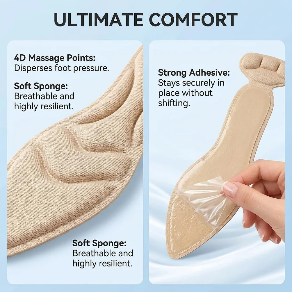 8 Piezas Plantillas Para Tacones Mujer, Almohadillas Talón Antideslizantes Recortables