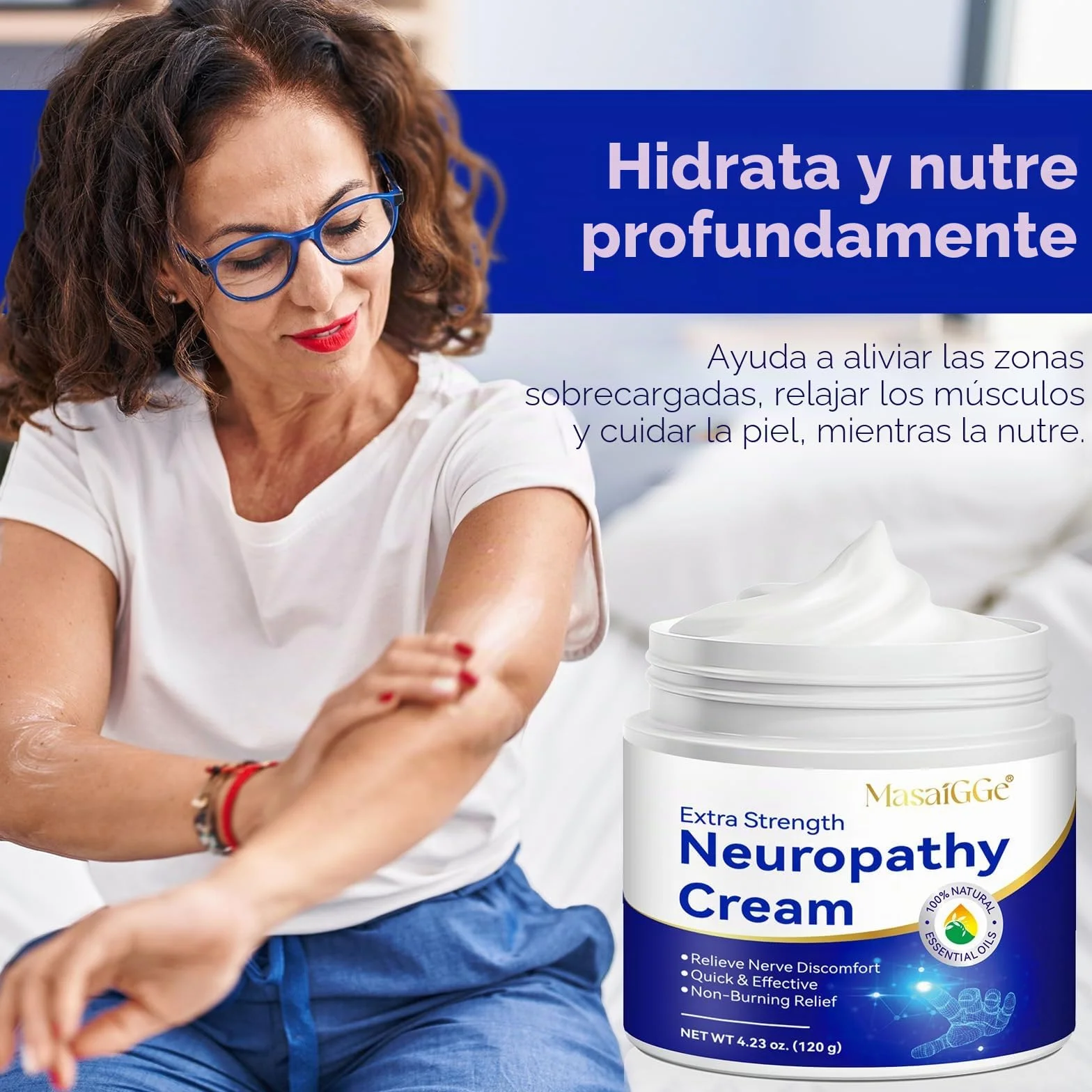 Crema para Neuropatía 120g Alivio Dolor Nervioso Reduce Hormigueo Entumecimiento con Árnica Aloe Vera y Vitamina B6