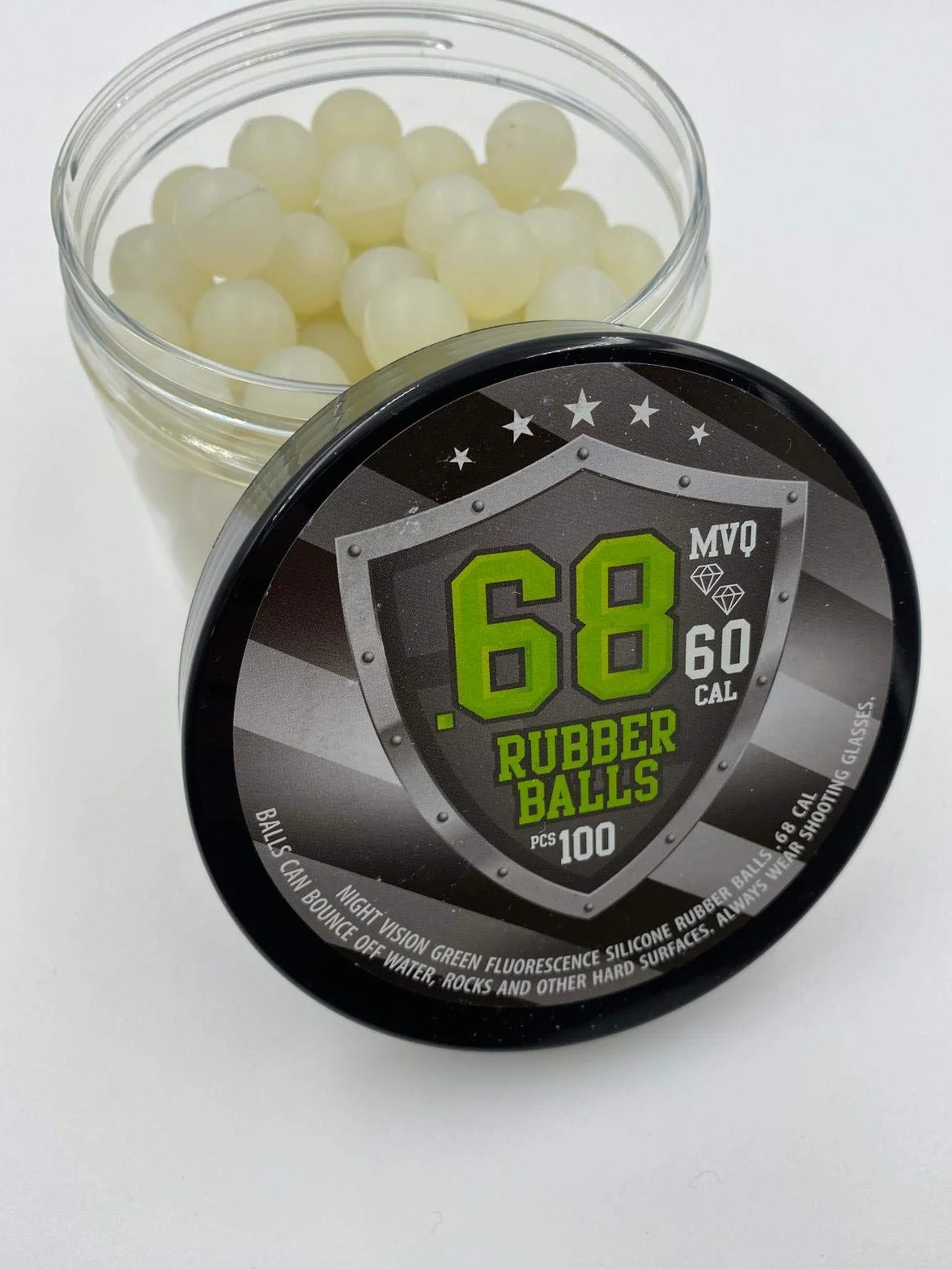 SSR 100 Night Vision Silicon Rubber Balls 68 Cal Green Fluorescence Paintballs Shining at Dark