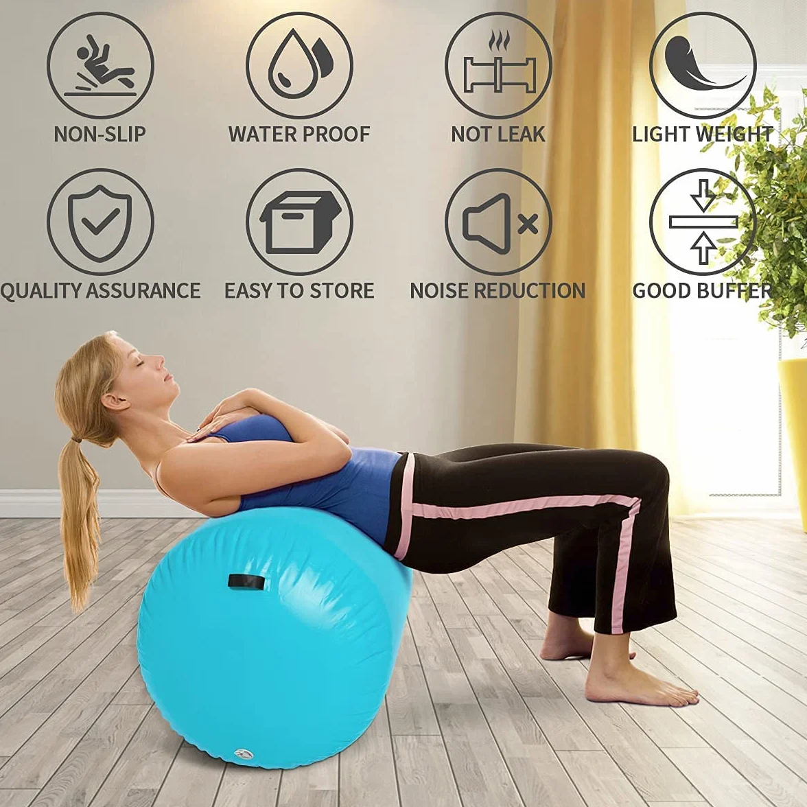 Air Roller Gymnastics Colchoneta inflable para gimnasia de 60/75/90 cm, con bomba de aire eléctrica para entrenamiento, yoga, backflip, uso doméstico