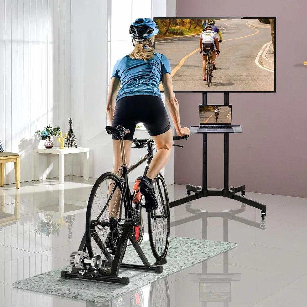 Yaheetech Rodillo Bicicleta Montaña Rodillo Bicicleta Carretera en Casa o Interior para Ruedas de 26 – 28 Pulgadas y 700C con 5 Niveles de Resistencia Ajustables