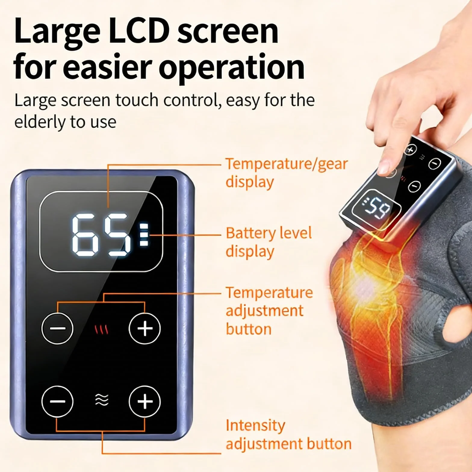 Masajeador de rodilla inalámbrico con calefacción, 5 modos de calor, 3 modos de masaje, batería 5000 mAh
