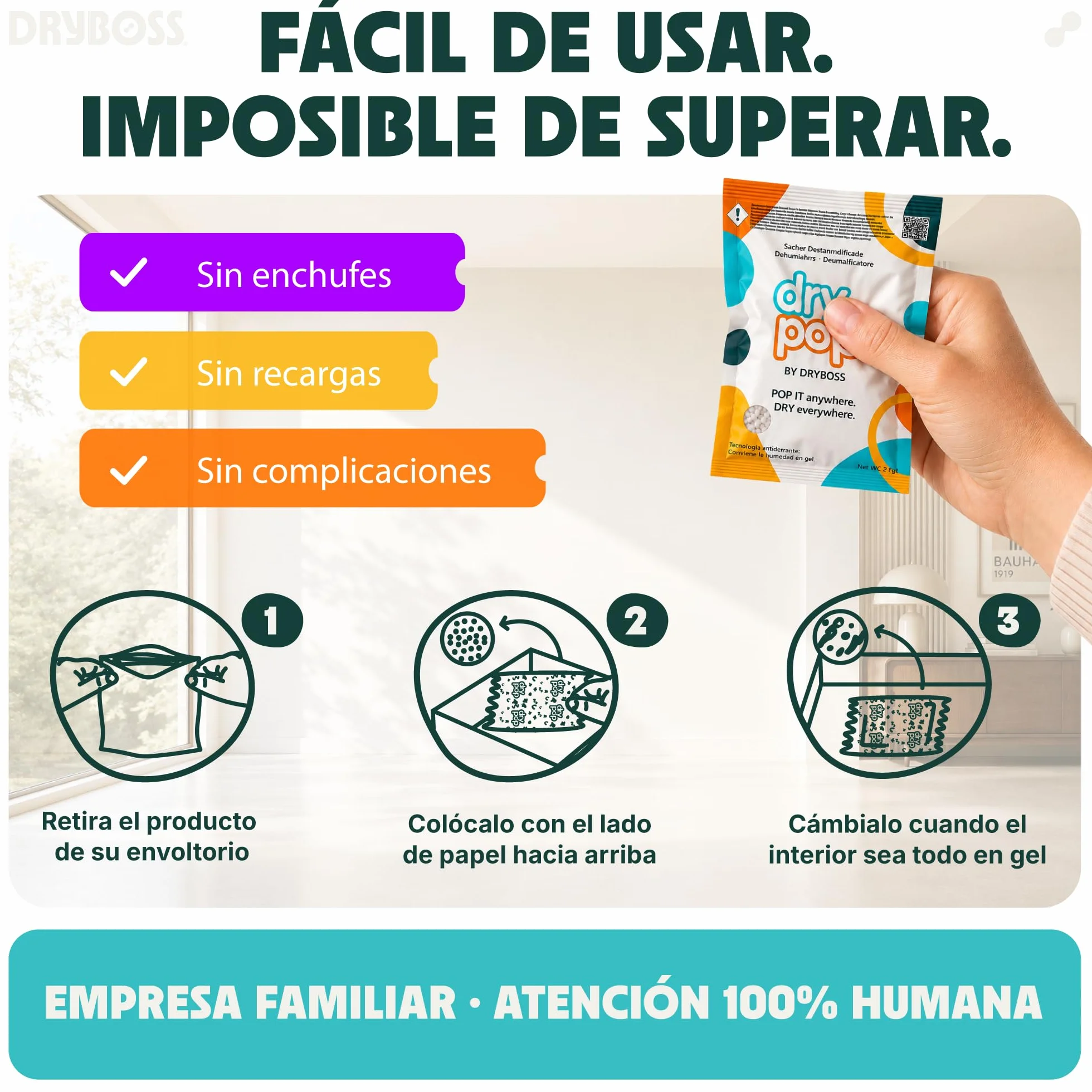DRYPOP Deshumidificador 20G Antihumedad Pack 18 Sachets para Cajones Armarios