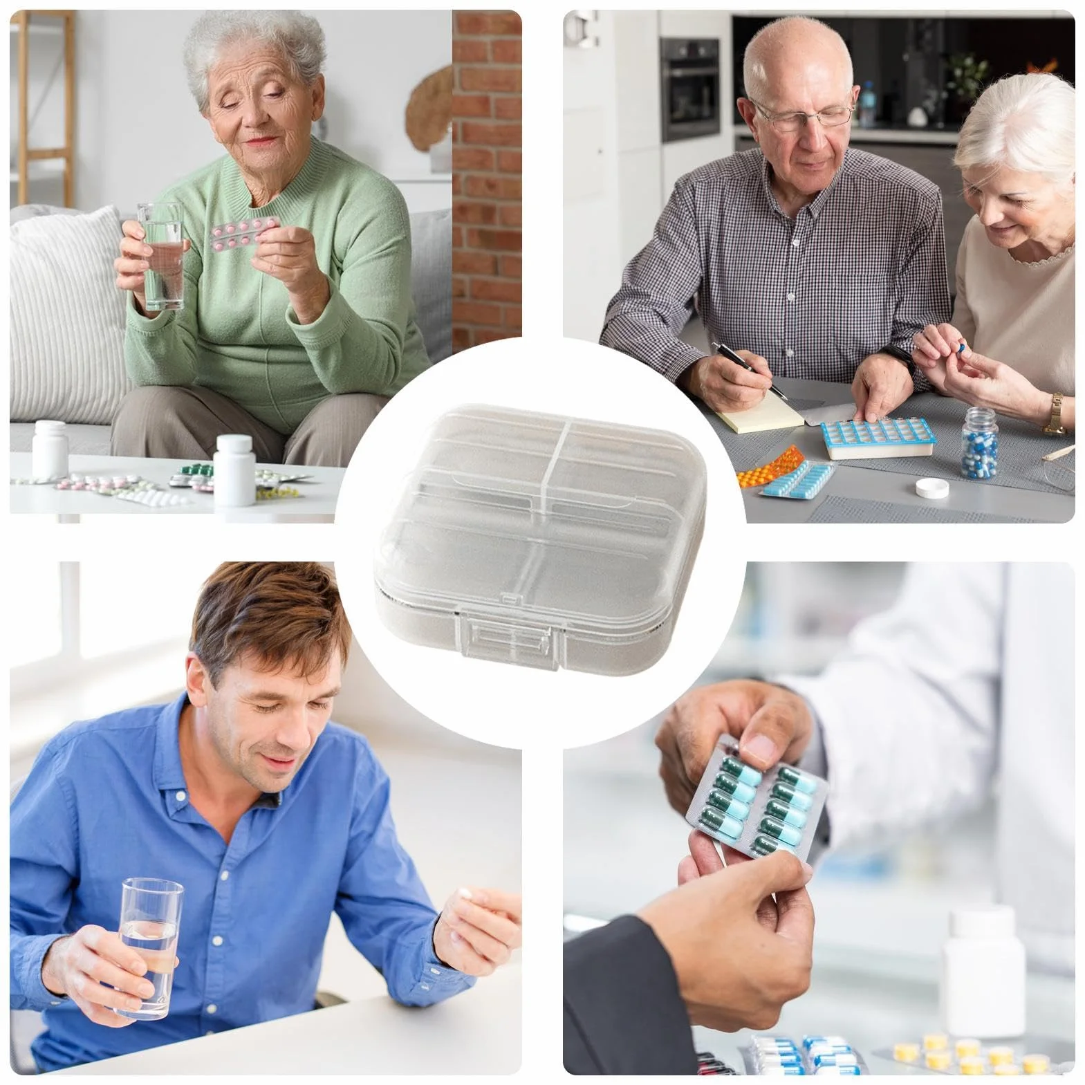 Pill Organizer 7 Day Weekly Medicine Dispenser Portable Pill Case Travel