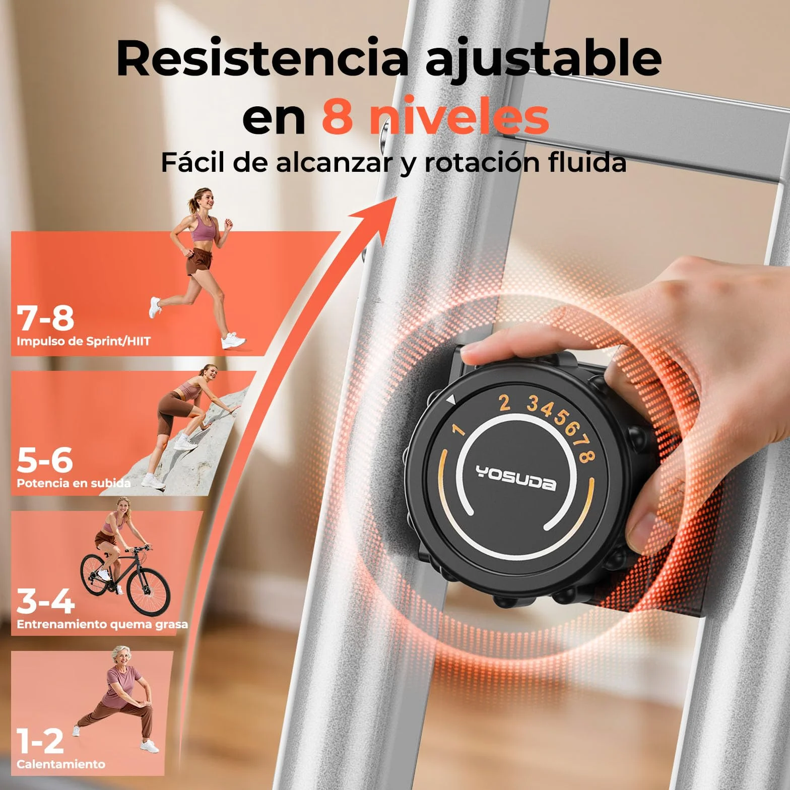 YOSUDA Bicicleta estática plegable, bicicleta estática plegable, bicicleta estática ahorra espacio con banda de resistencia incorporada