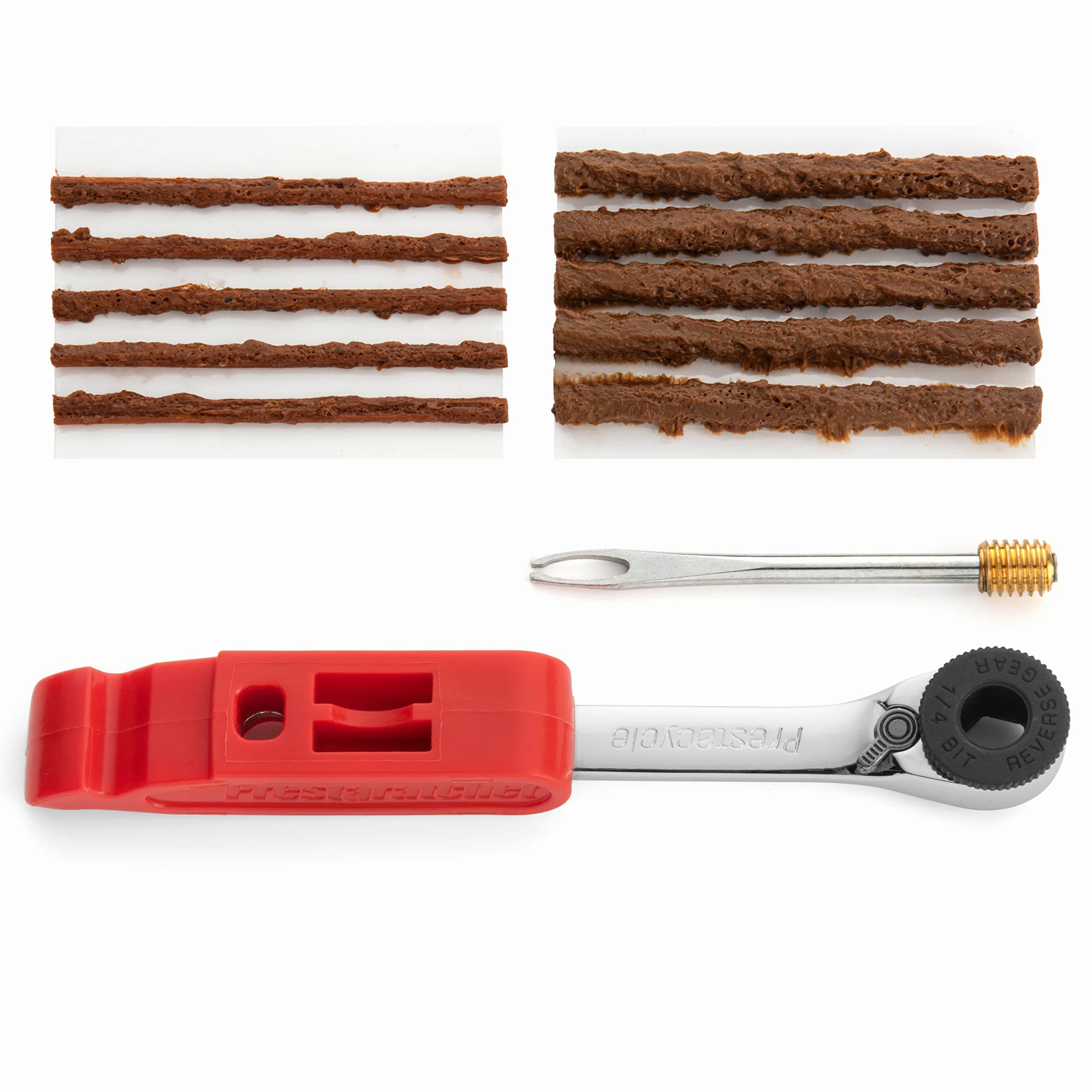 Prestacycle PrestaRatchet GO Wallet - Multiherramienta 6 en 1, juego de mini destornilladores de trinquete de 12 piezas, llave de trinquete hexagonal de 1/4 con palanca de neumáticos, kit de