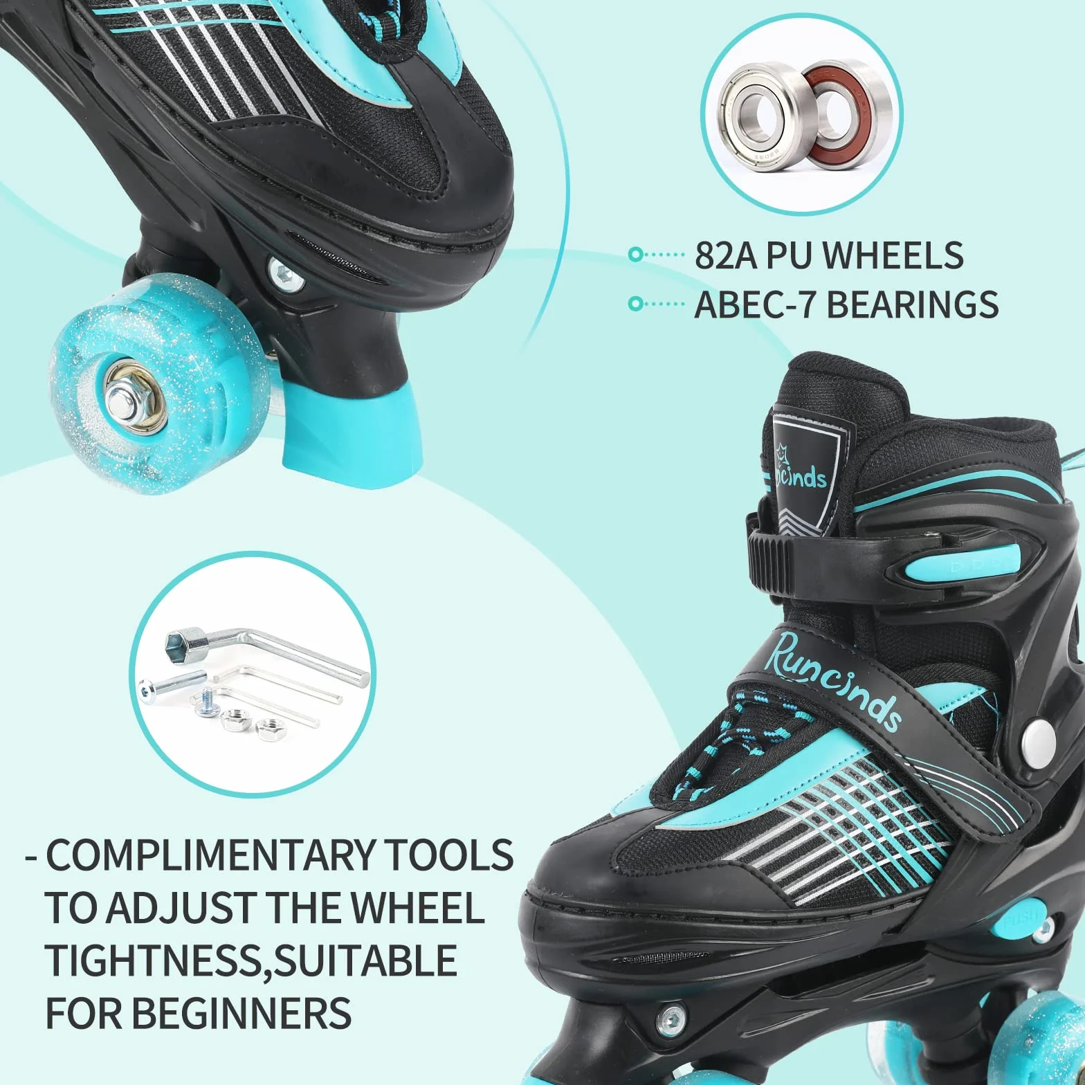 Patines en Paralelo Ajustables para Niños con Ruedas Iluminadas
