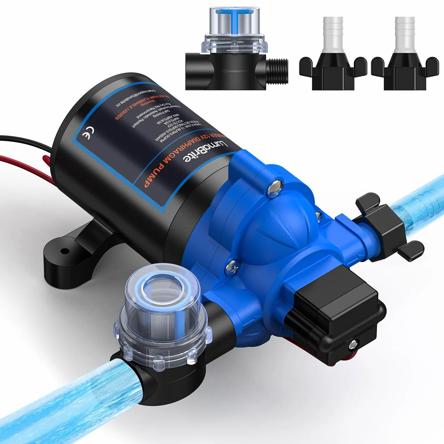 Bomba de Agua 12V, 3.0 GPM 50 PSI Bombas de Agua Sumergibles 12V DC Interruptor de Presión Automático Ajustable para RV, Yate, Jardín, Autocaravana