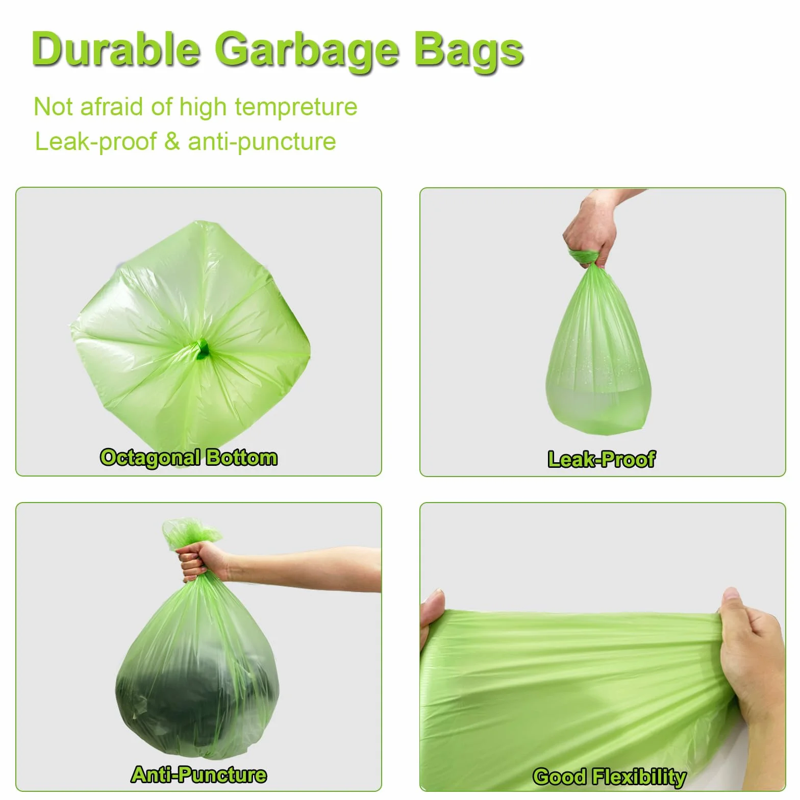 KITBEST Bolsas de Basura Biodegradable 10L 120 Unidades Compostables 45x50 cm Verde