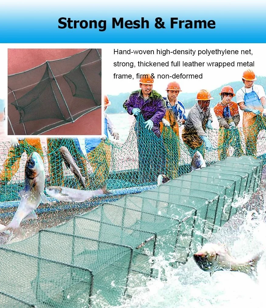 Paquete de 2 trampas de Cebo for camarones y cangrejos de 7,9 a 52,5 pies de Largo, trampas for Peces, Red de Pesca, Captura automáticamente más Peces fácilmente