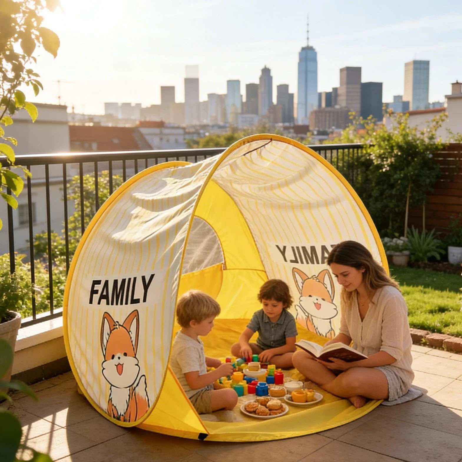Tienda de campaña familiar – toldo portátil impermeable con bonito toldo para playa al aire libre, bronceado, patio trasero, picnic, pesca, viajes, piscina, resort, orilla, terraza, verano