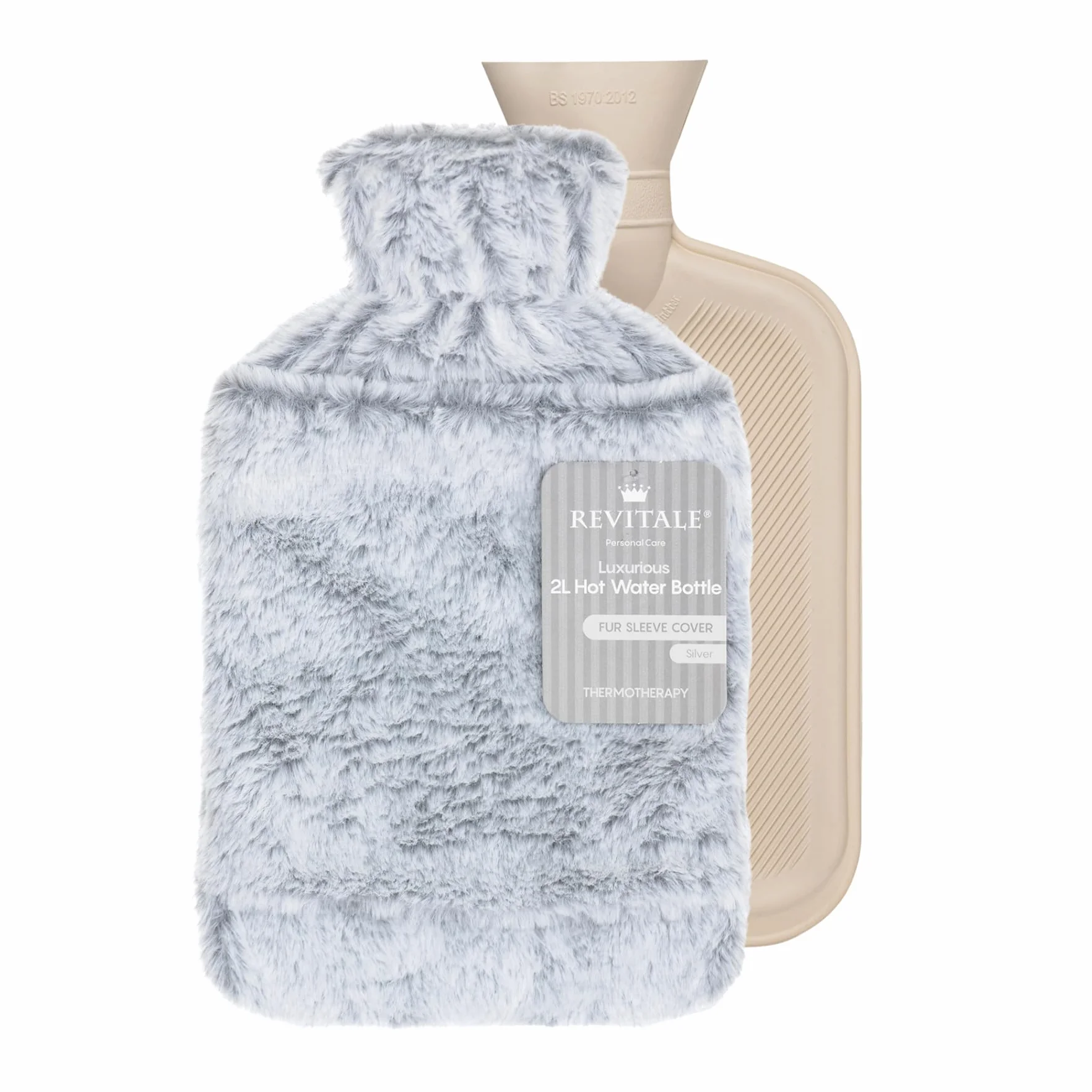 Revitale Bolsa de Agua Caliente 2 Litros, Caucho Natural, Norma BS1970:2012, Funda Manga, A Prueba de Fugas
