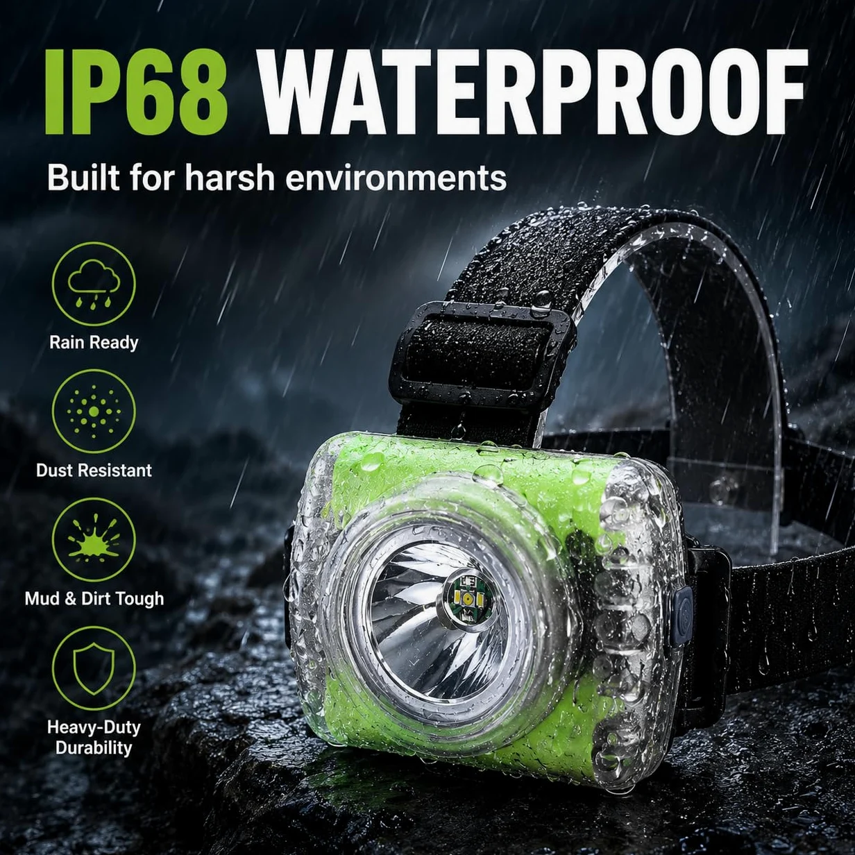 Modo: Lamp-40A recargable casco duro minero luz multiusos IP68 impermeable luz minera para minería equitación actividades al aire libre