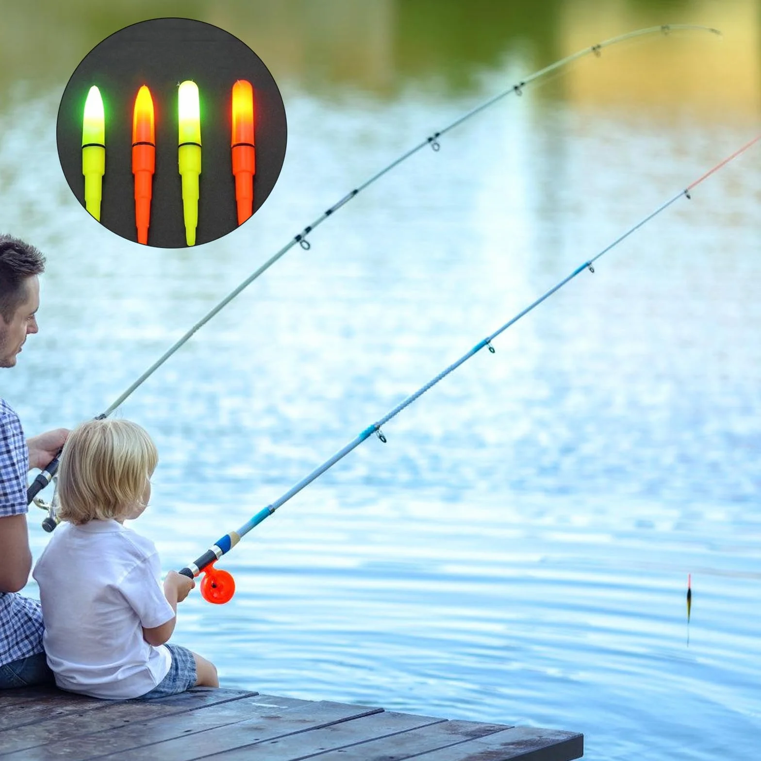 6 piezas de flotador de pesca electrónico luminoso flotador luminoso luz de pesca nocturna fácil de usar