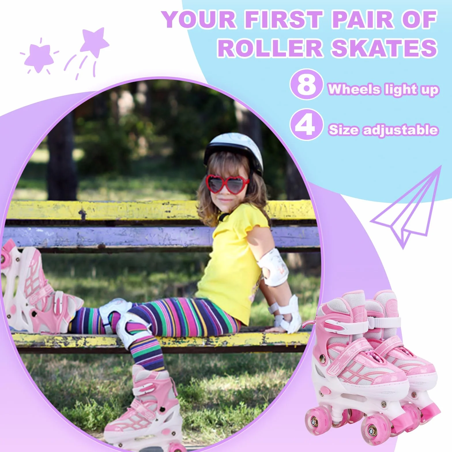 Patines Ajustables para Niñas Principiantes 4 Tallas