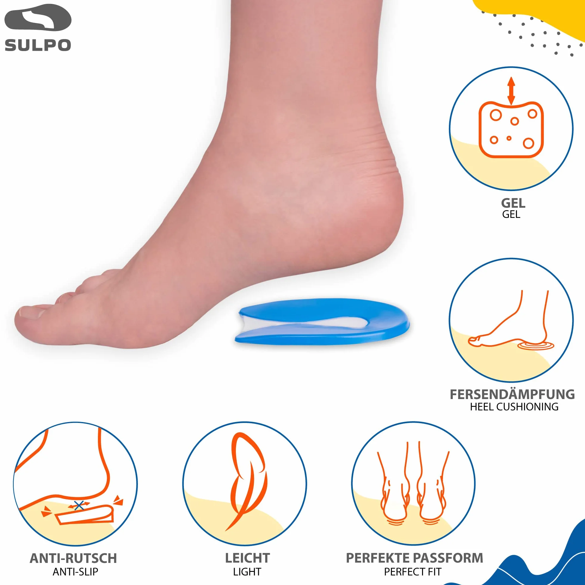 SULPO Protectores de Talón de Gel para Niños, Talla 30-35, Forma de U