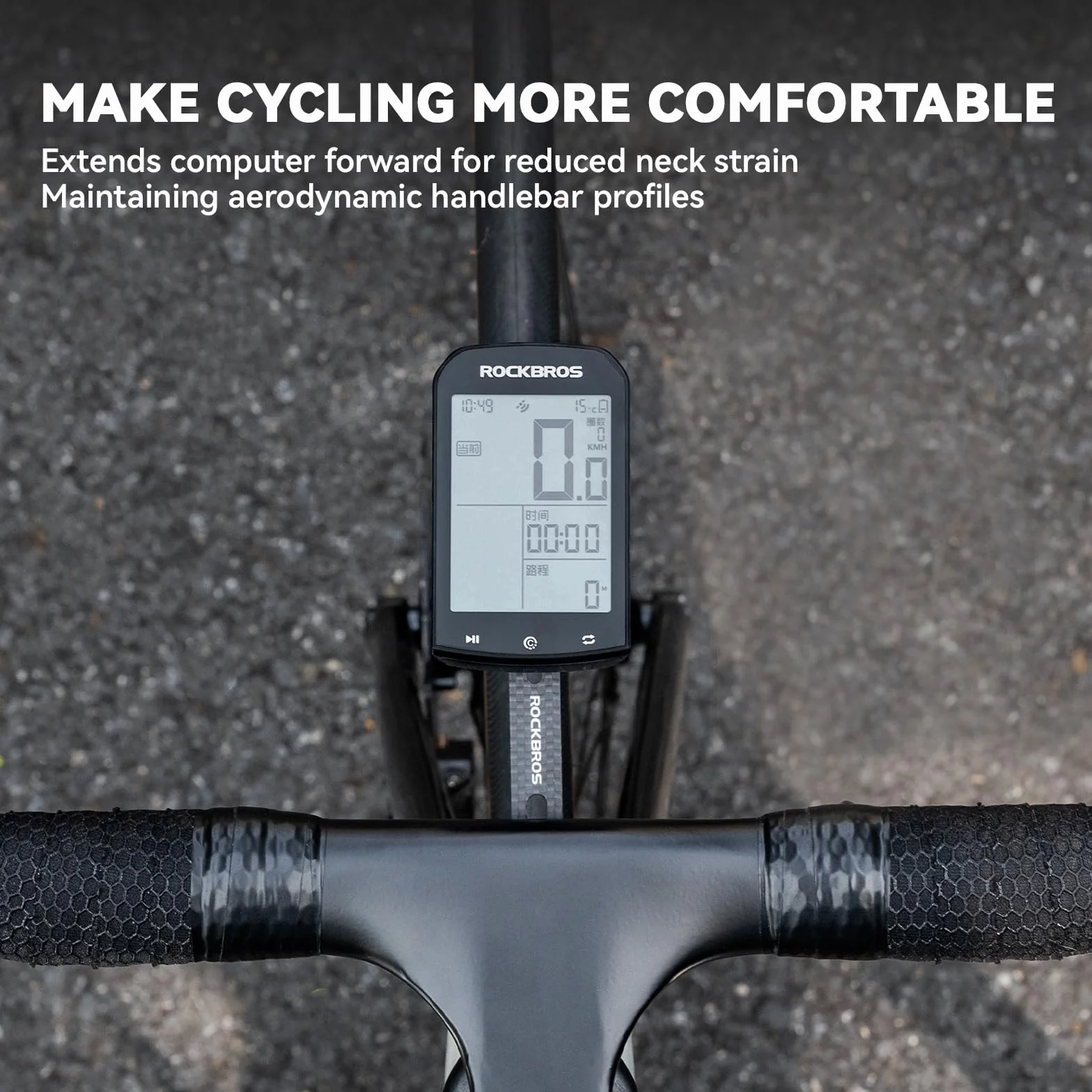 ROCKBROS Soporte para Ciclocomputador de Fibra de Carbono, Montura Delantera Alargada Ultraligera 13g, Compatible con Garmin Edge 540/1050, Wahoo, Bryton, Cámaras de Acción y Luces