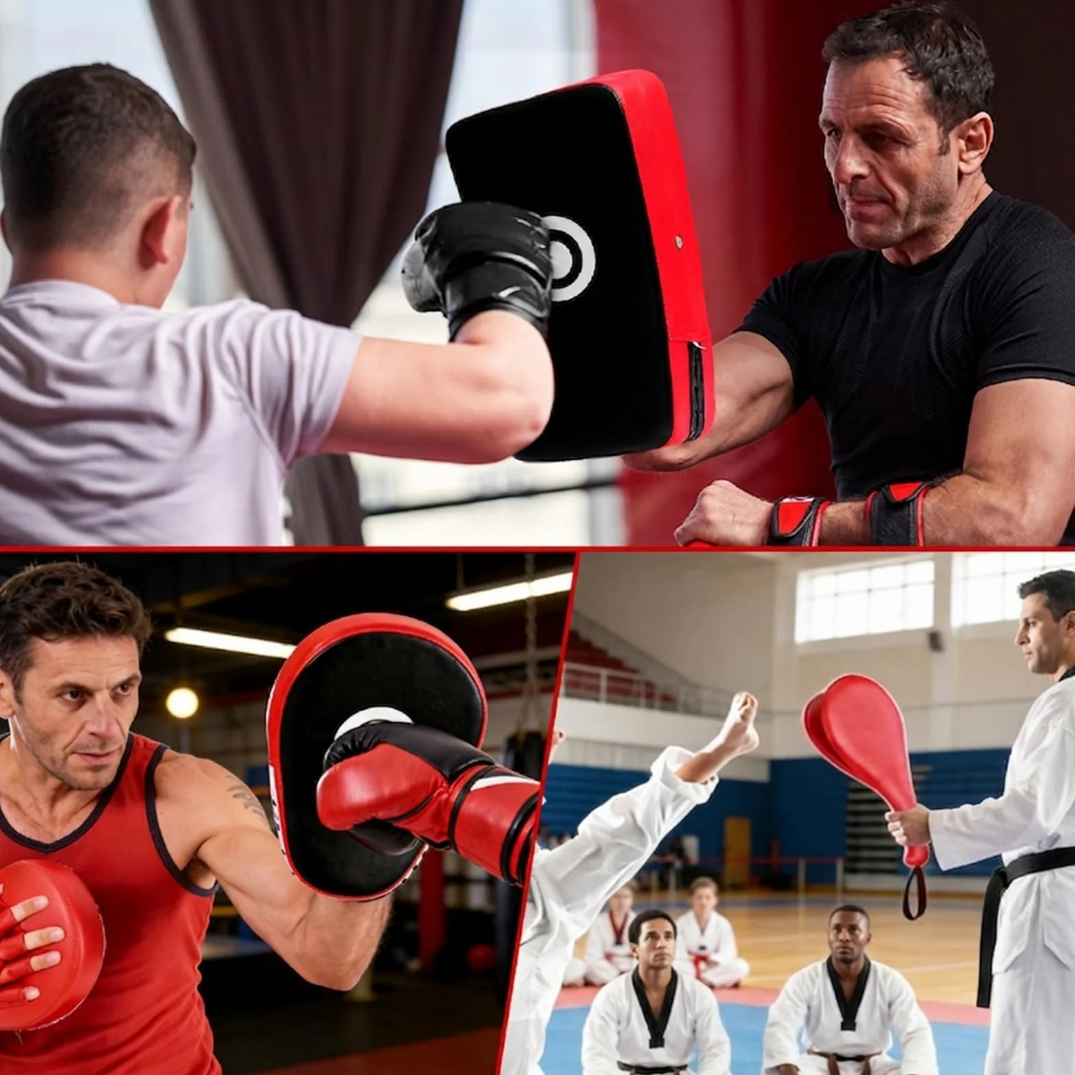 Boxeo Set Schlagpolster Paos y Manoplas de PU Cuero para Kickboxing Muay Thai MMA