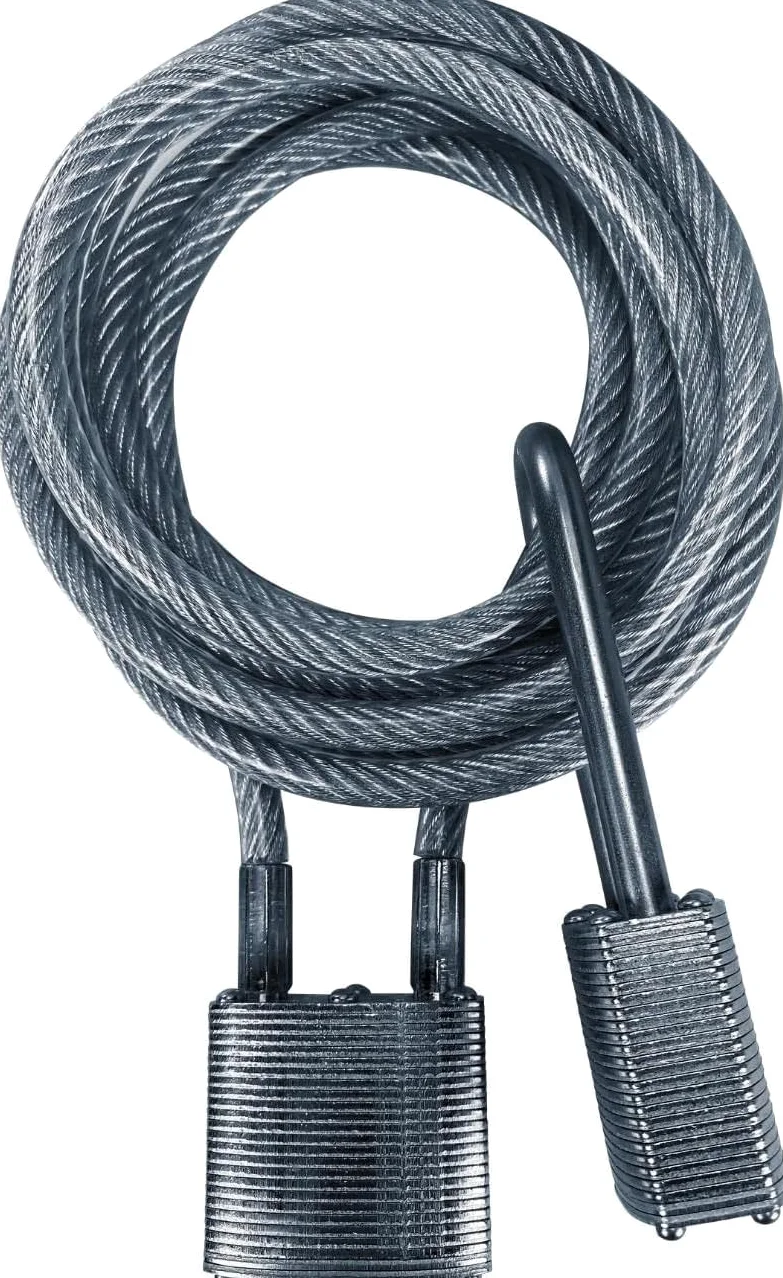 Cooler Steel Cable Commando Lock - Candado de cable recubierto de acero de 8 pies, 2 candados resistentes a la intemperie de grado militar, con llave igual, para refrigeradores, bicicletas, barcos