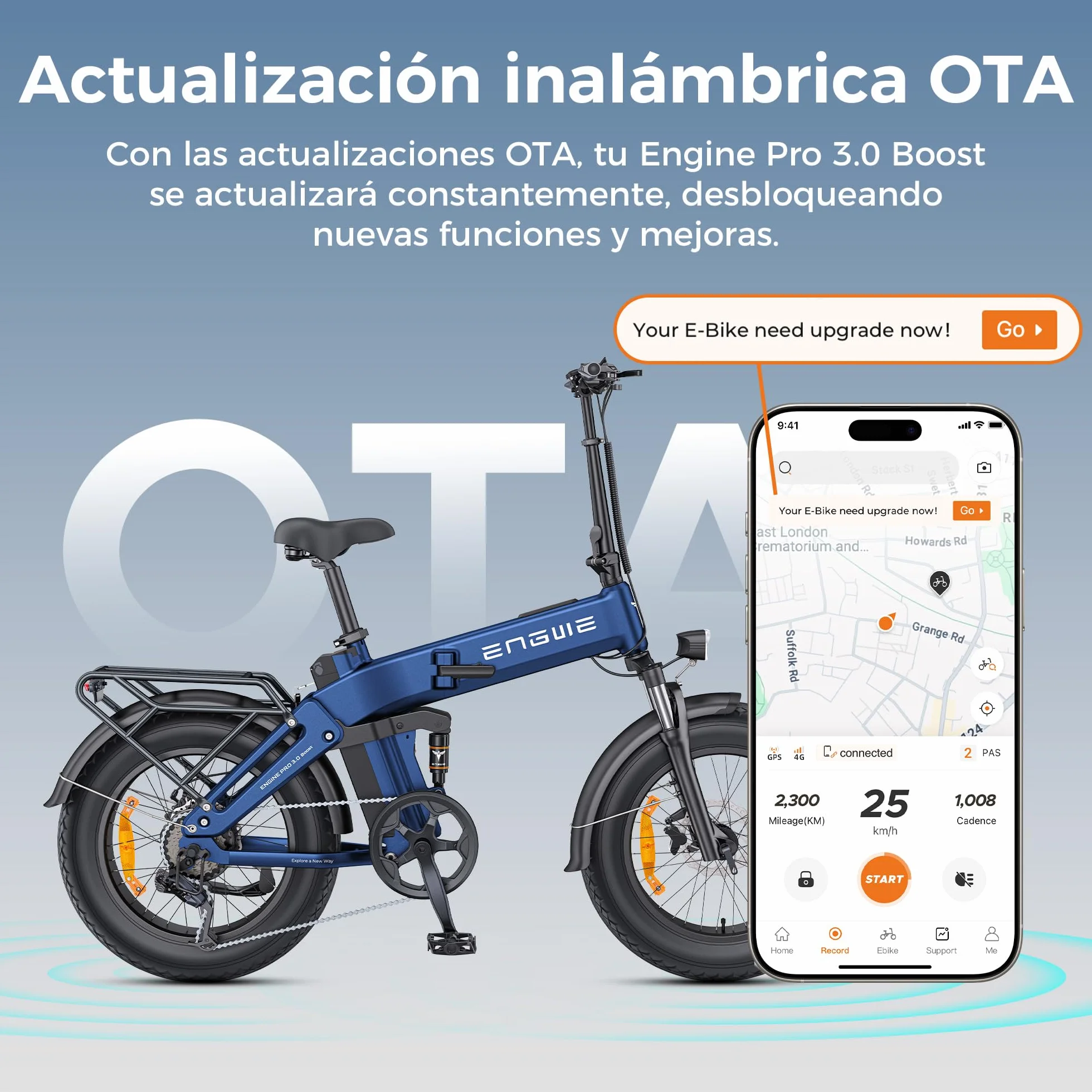 ENGWE Bike Plegable, Batería De 48 Vy 15 Ah Autonomía De hasta 130 km, Sensor De Par Y Diseño Plegable con Frenos Hidráulicos Y Aplicación para Todo Tipo De Terrenos, Engine Pro 3.0 Boost