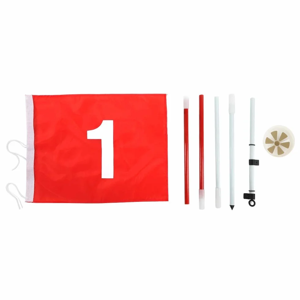 Ejoyous - Juego de banderas de agujero de golf (5 banderas de portátiles con bandera roja banderín y putting Cup mástil de bandera verde extraíble