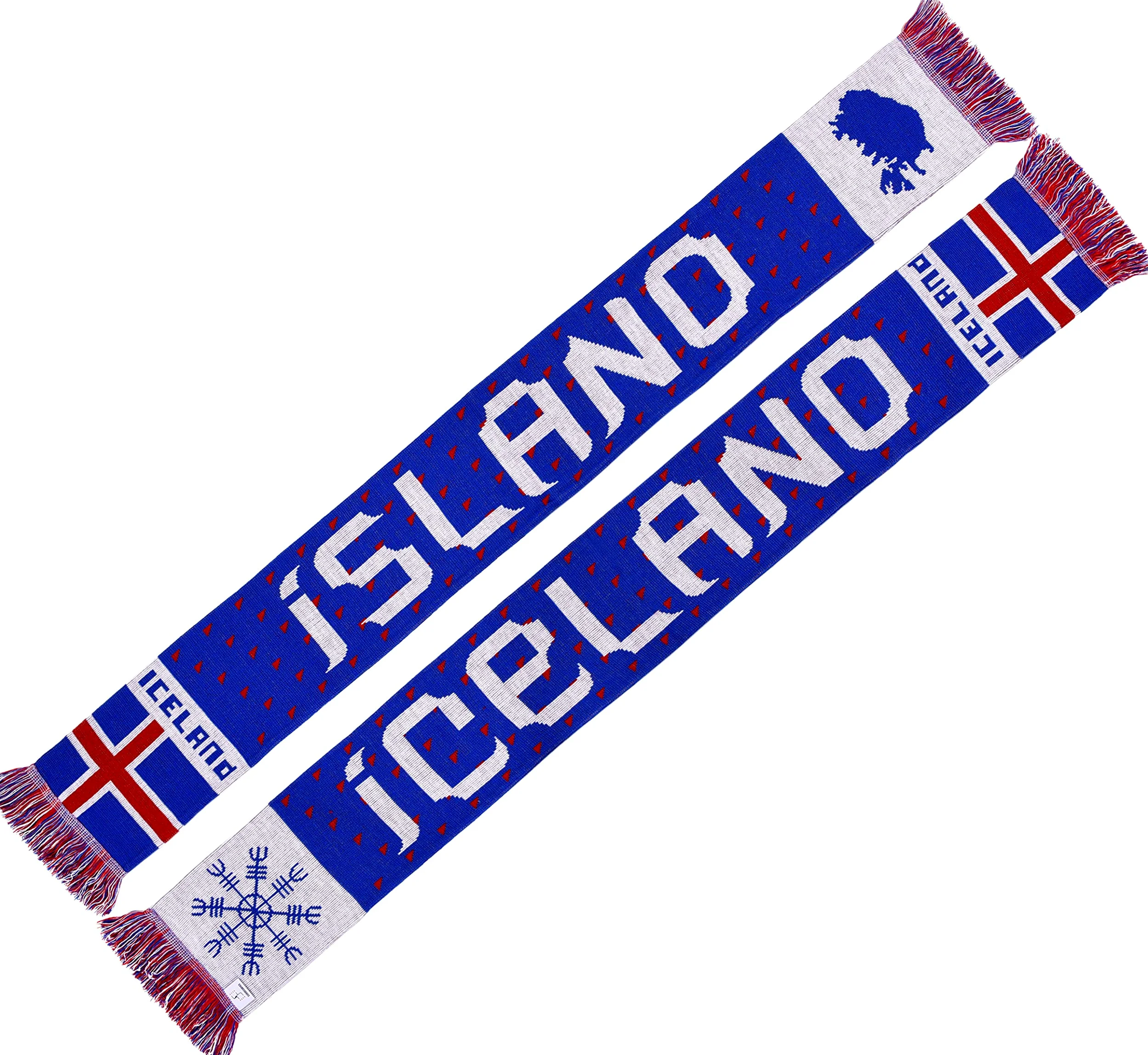 Bufanda de punto de fútbol de la isla de Islandia, Rojo/Blanco/Azul, fits all