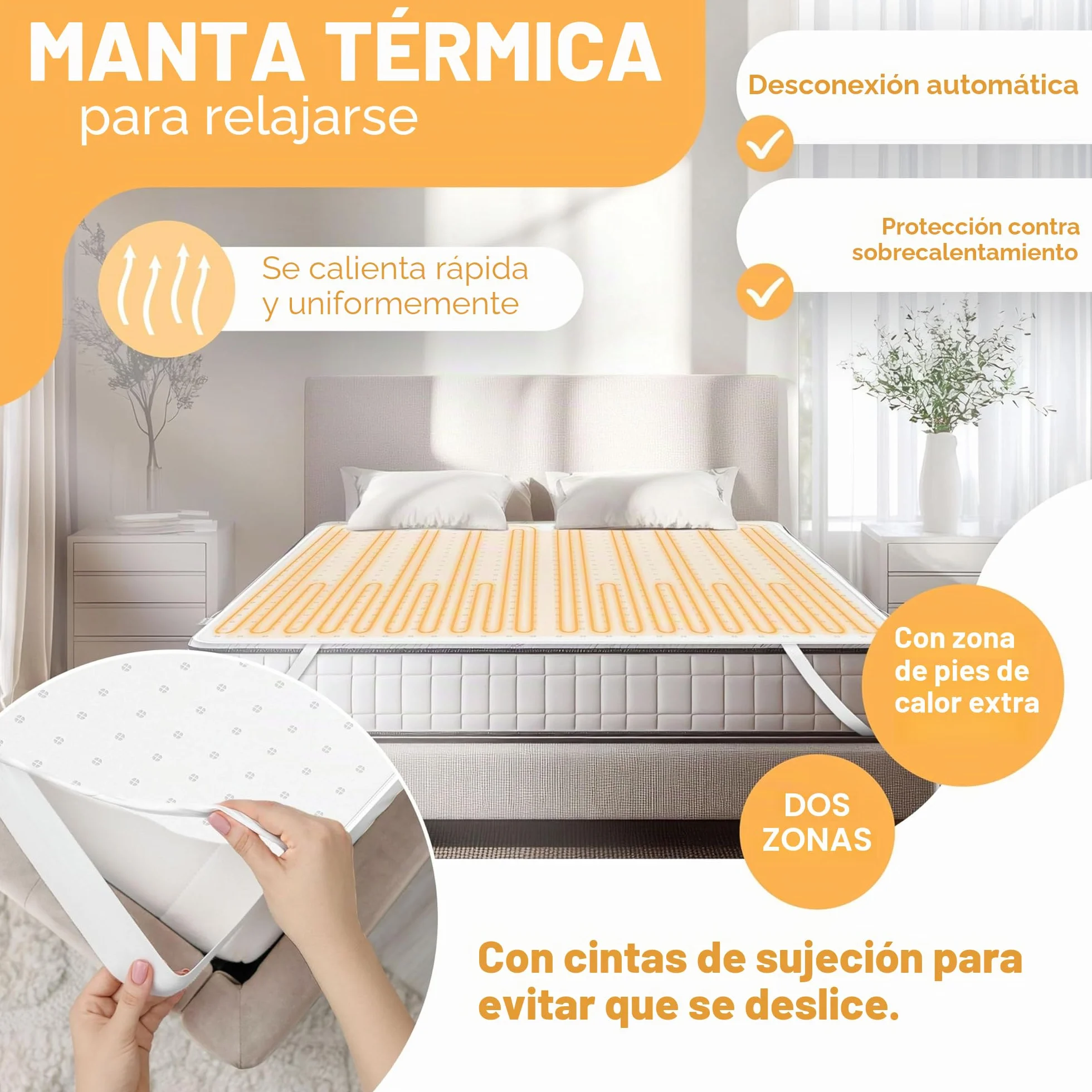 KESSER® Manta térmica doble para debajo de la cama de 160 x 140 cm con apagado automático, 2 zonas de temperatura, control remoto, manta eléctrica con 3 niveles de temperatura, base térmica para cama
