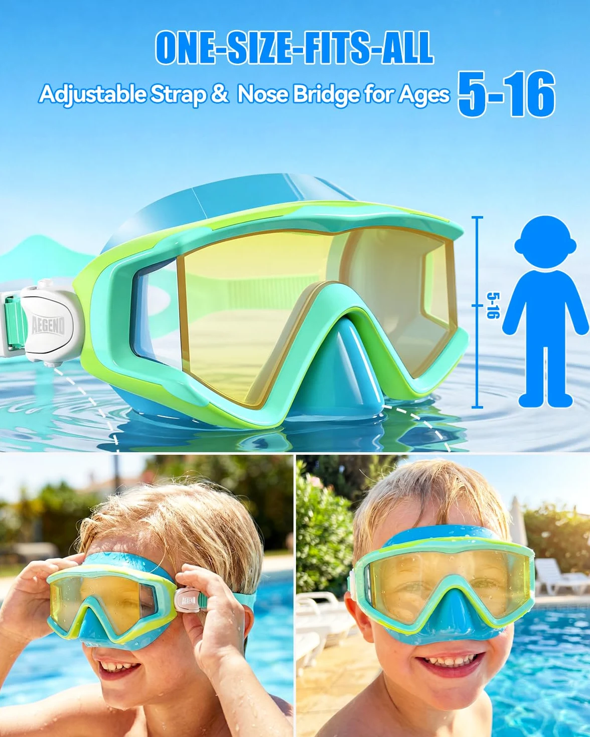 Aegend Gafas de natación para adultos y niños, gafas antivaho de visión amplia de 220° con bolsa de malla para interiores y exteriores, piscina, playa, natación