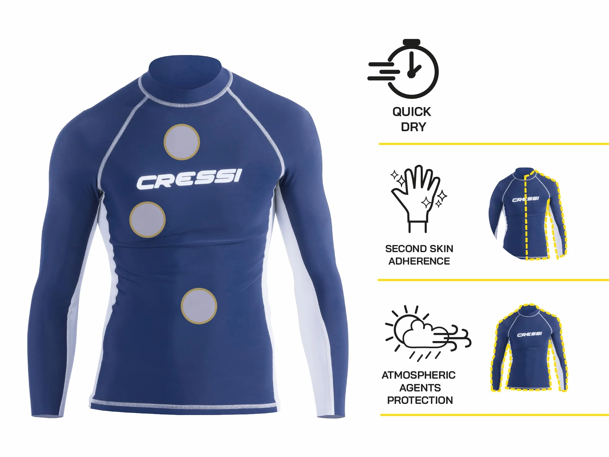 Cressi Rash Guard Camiseta Manga Larga Hombre Tejido Elástico Protección