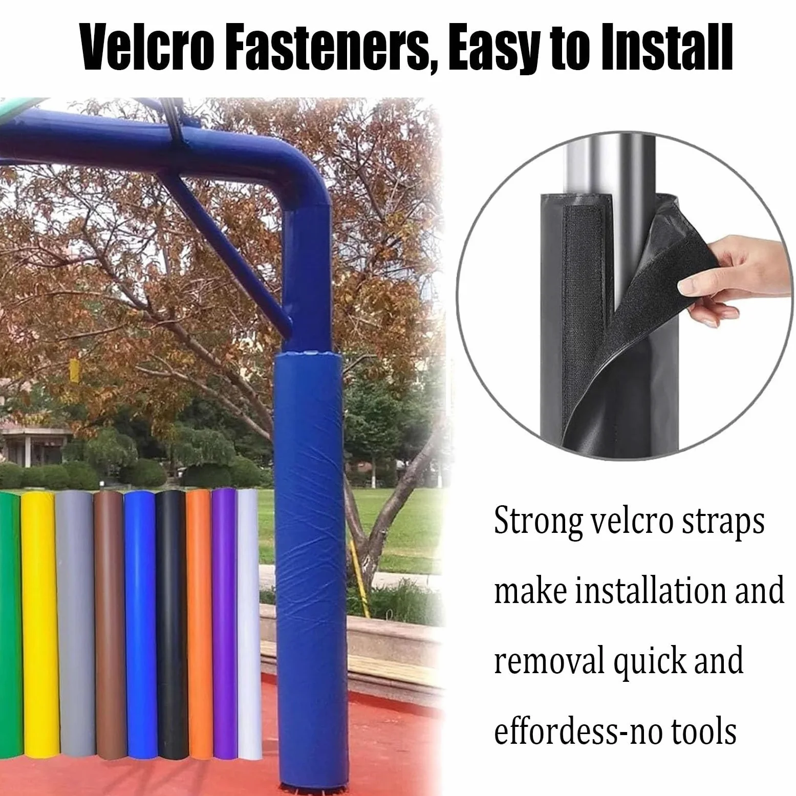 Genérico Acolchado Resistente para Postes de Aros de Baloncesto - Protección para columnas de Garaje, de 1,2 a 2,4 Metros de Altura, Ideal para gimnasios, canchas y Parques, Almohadilla Acolchada par