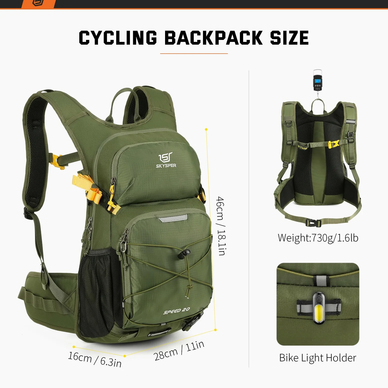 SKYSPER 20L Mochilas para Ciclismo Ultraligero con Funda para Casco Mochila de Hidratación Impermeable Mochila de Bicicleta Mochila Deportiva Hombre Mujer para MTB Deportes al Aire Libre