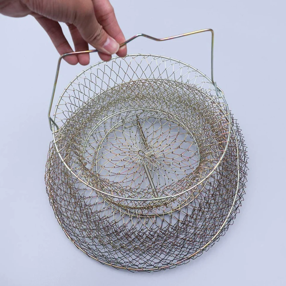 BESPORTBLE Reusen - Red de pesca plegable de metal para pesca