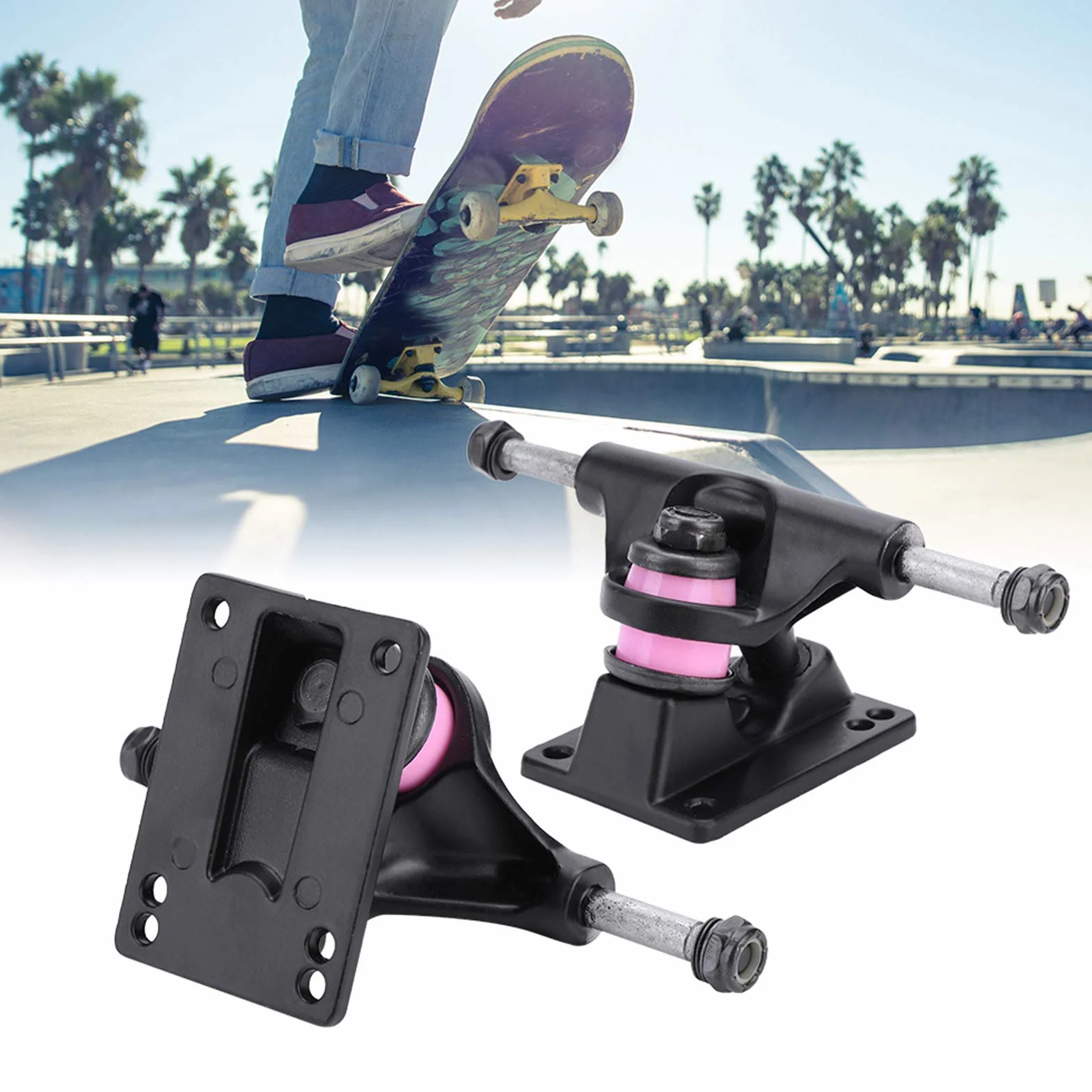 KIMISS 2 Piezas de Camiones de Monopatín, Ruedas ABEC Longboard Combo de Monopatín de 3,0 Pulgadas Camiones de 3,25 Pulgadas 3,8, Camiones de Trueno, 2 Accesorios de Monopatín (Color