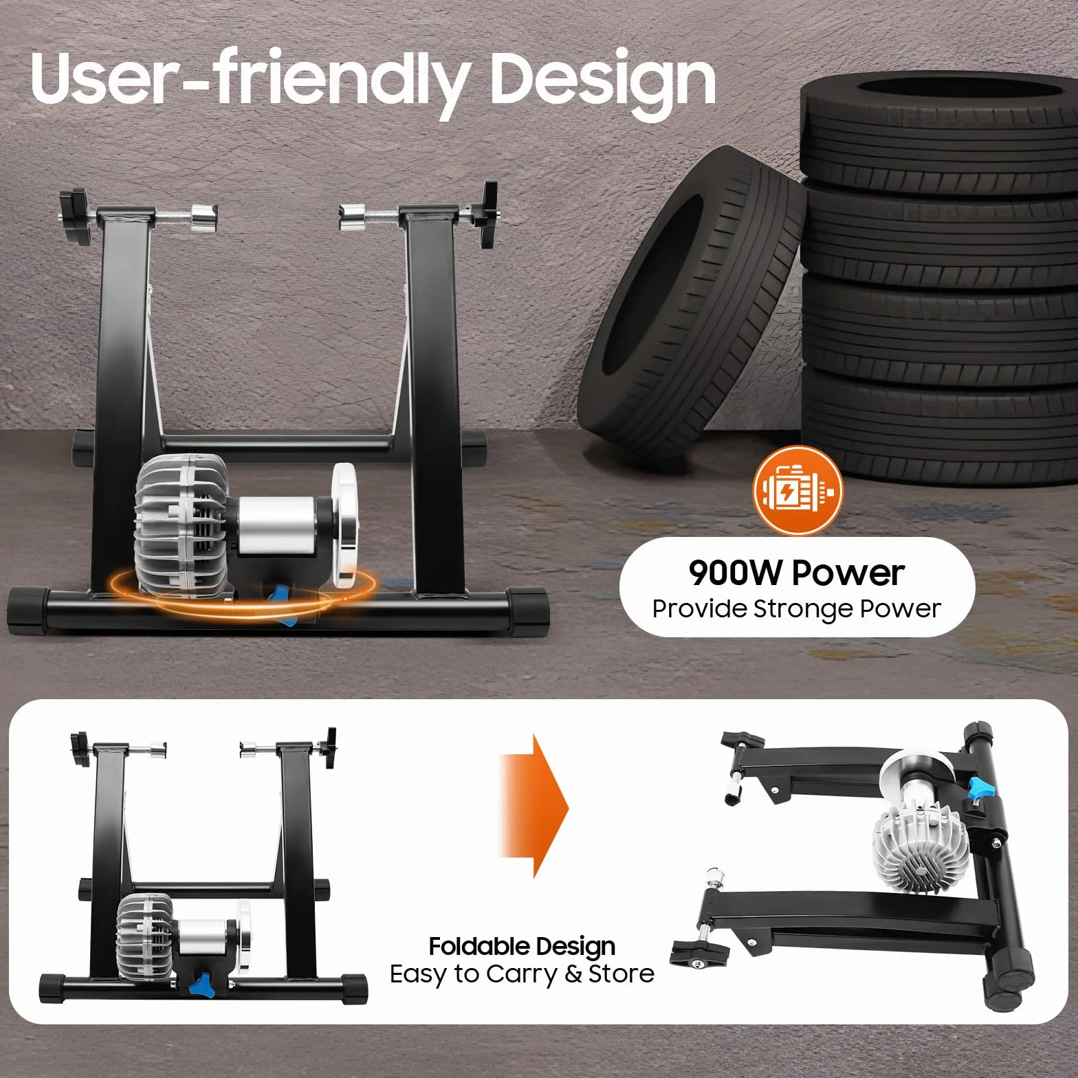 Rodillo de entrenamiento para bicicleta, 26 – 29 pulgadas, silencioso, hasta 150 kg, para interior y oficina