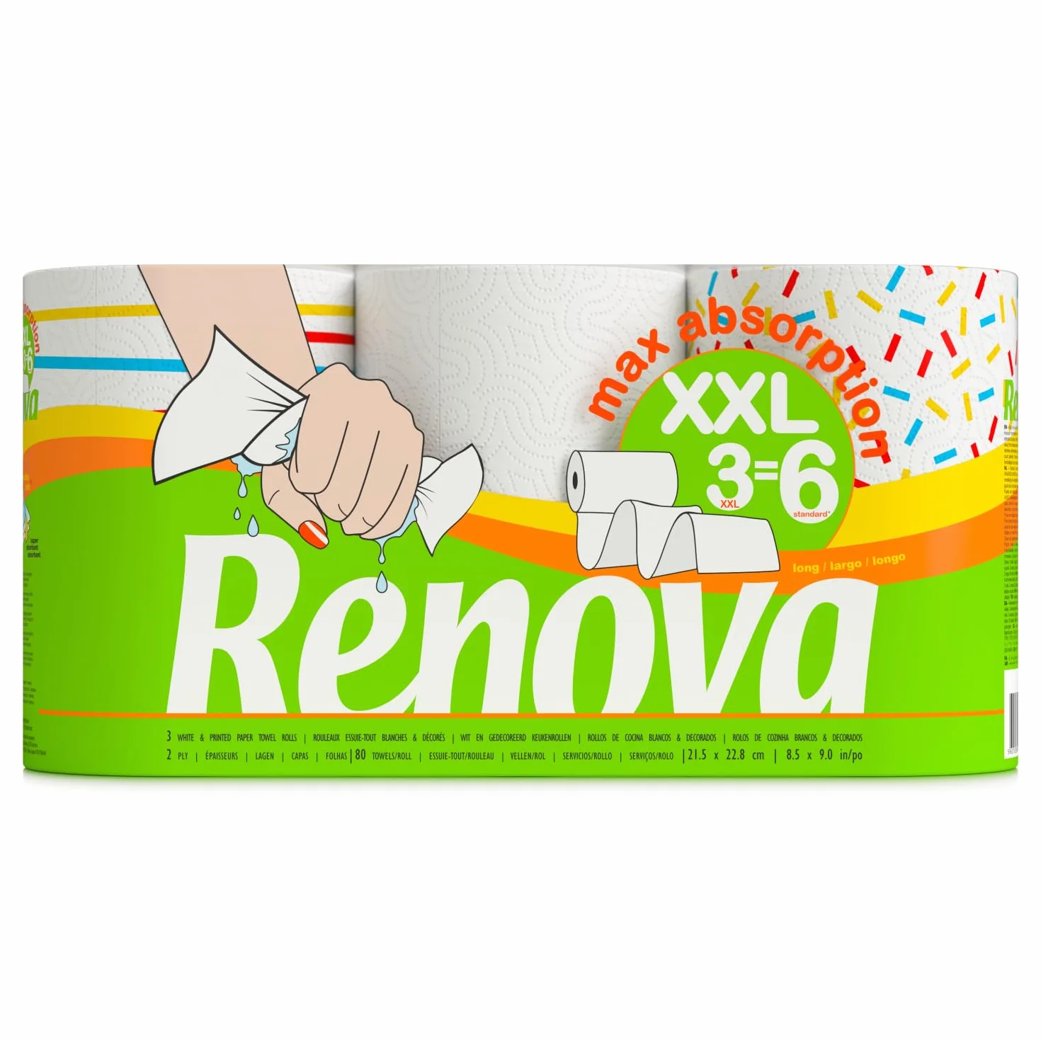 Renova Rollos de Cocina Maxi Absorption XXL 3 Rollos Tamaño Doble