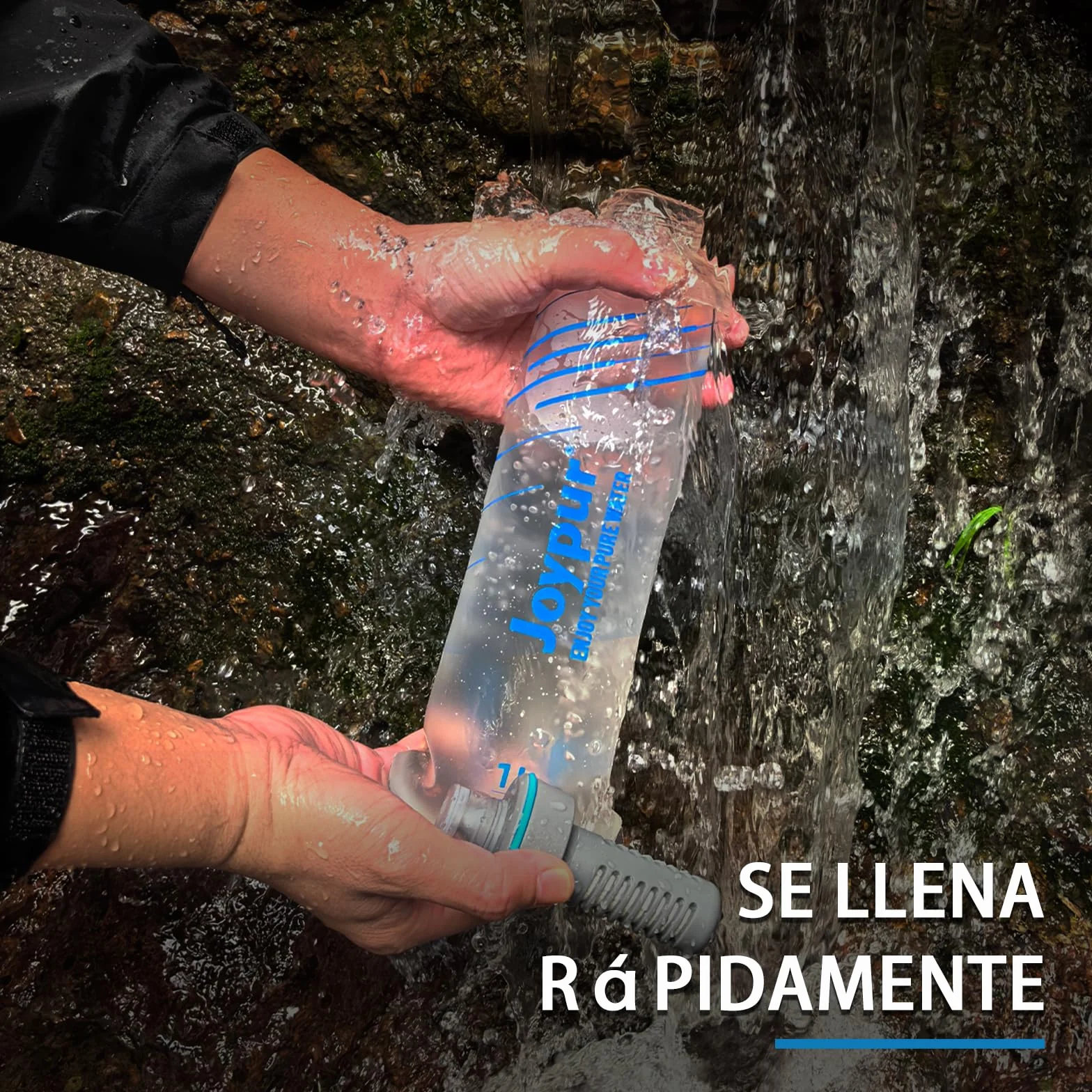Botella Plegable Filtro de Agua 1000ml 0.01µm 5000L Ultraligero 100g para Acampar Senderismo Mochila Viajes Blanco