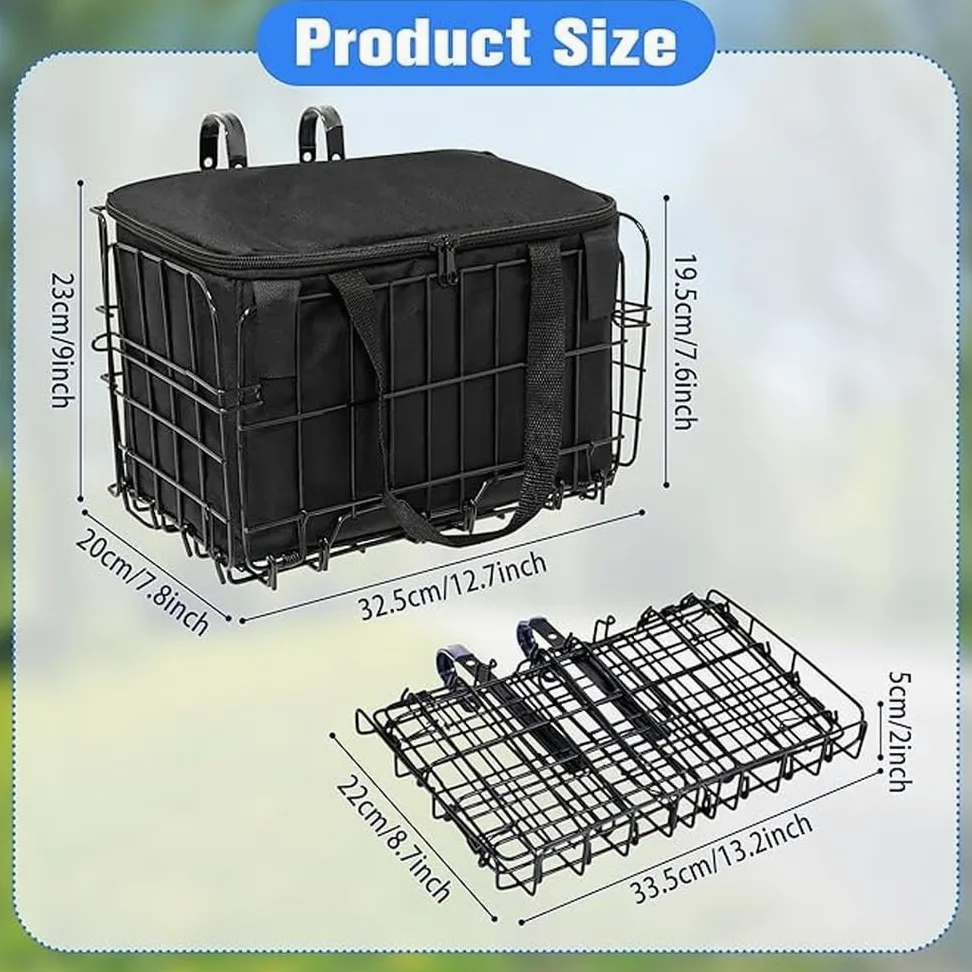 Cesta plegable para bicicleta con robusta capacidad de carga de seguridad mejorada de 15 kg adecuada para patinete eléctrico y bicicleta Accesorios