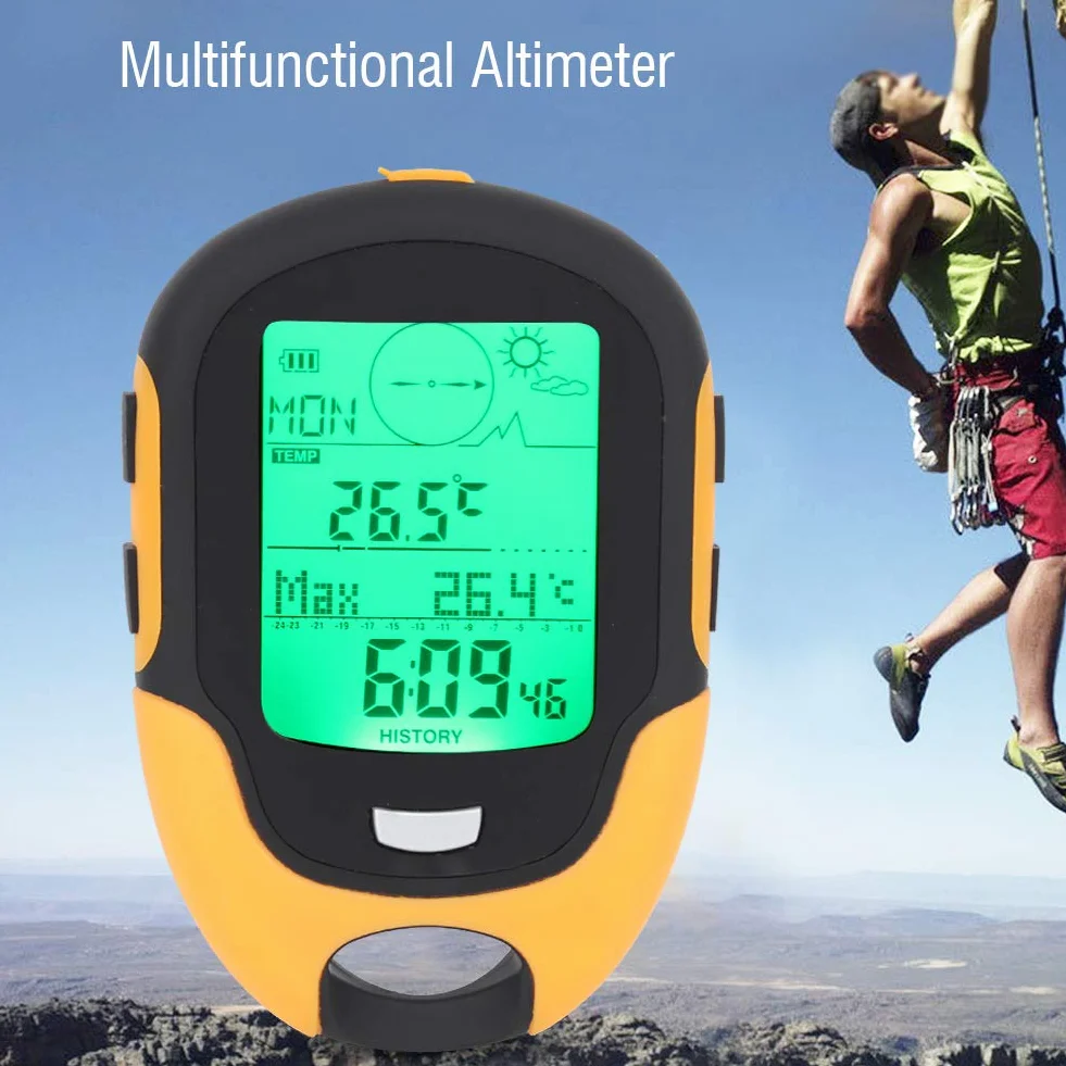 Keenso Altímetro Multifuncional, Exterior Multifuncional Car Altímetro Barómetro Termómetro Higrómetro Brújula Otras Herramientas y Accesorios de Pesca