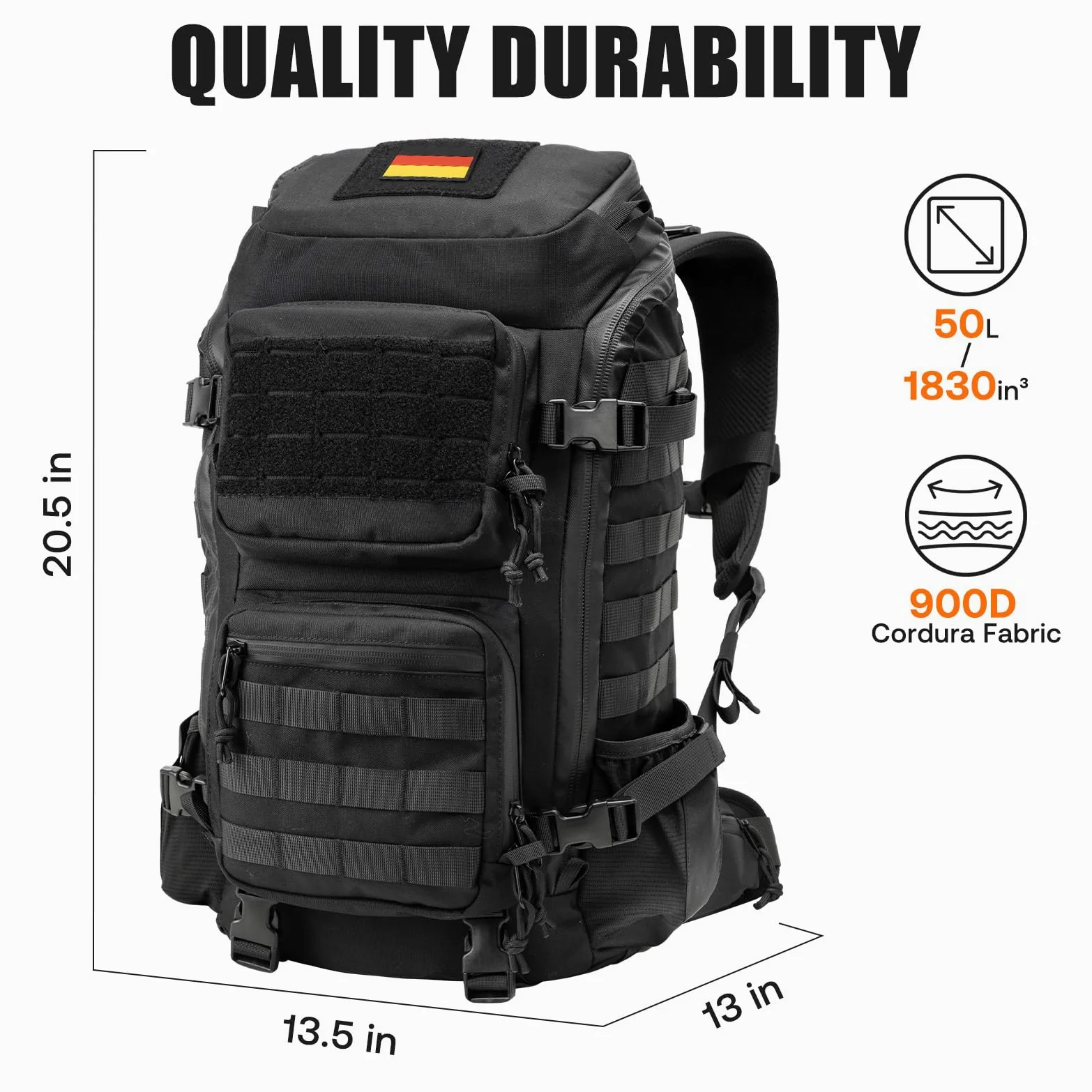 Jueachy Mochila Táctica EDC para Hombre: Mochila Militar de Asalto de 30 Litros con Sistema MOLLE Ideal para Senderismo Gimnasio Trabajo y Desplazamientos Diarios