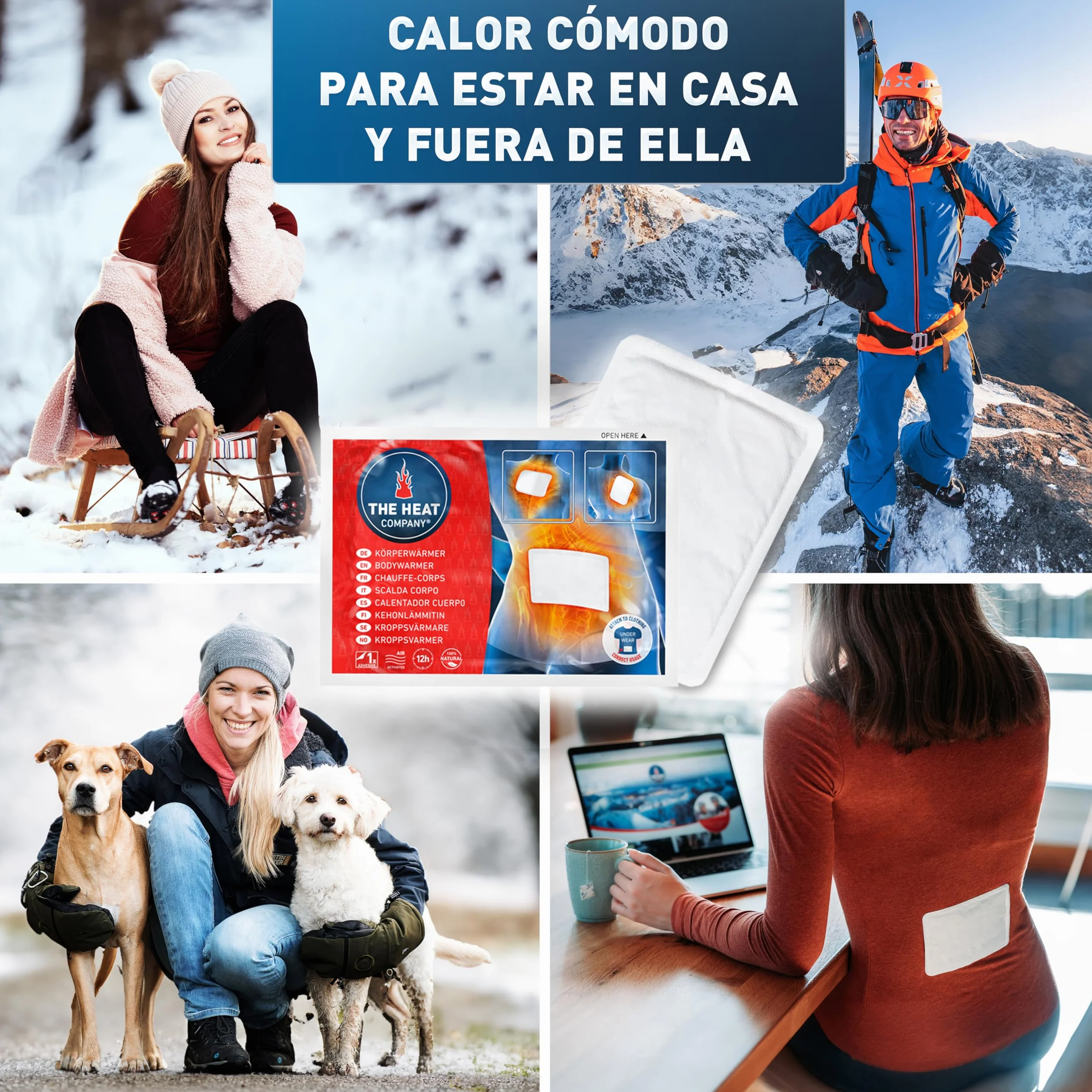 THE HEAT COMPANY Calentador Cuerpo 10 Piezas Adhesivo Espalda Cuello Calor 12 Horas Activado por Aire