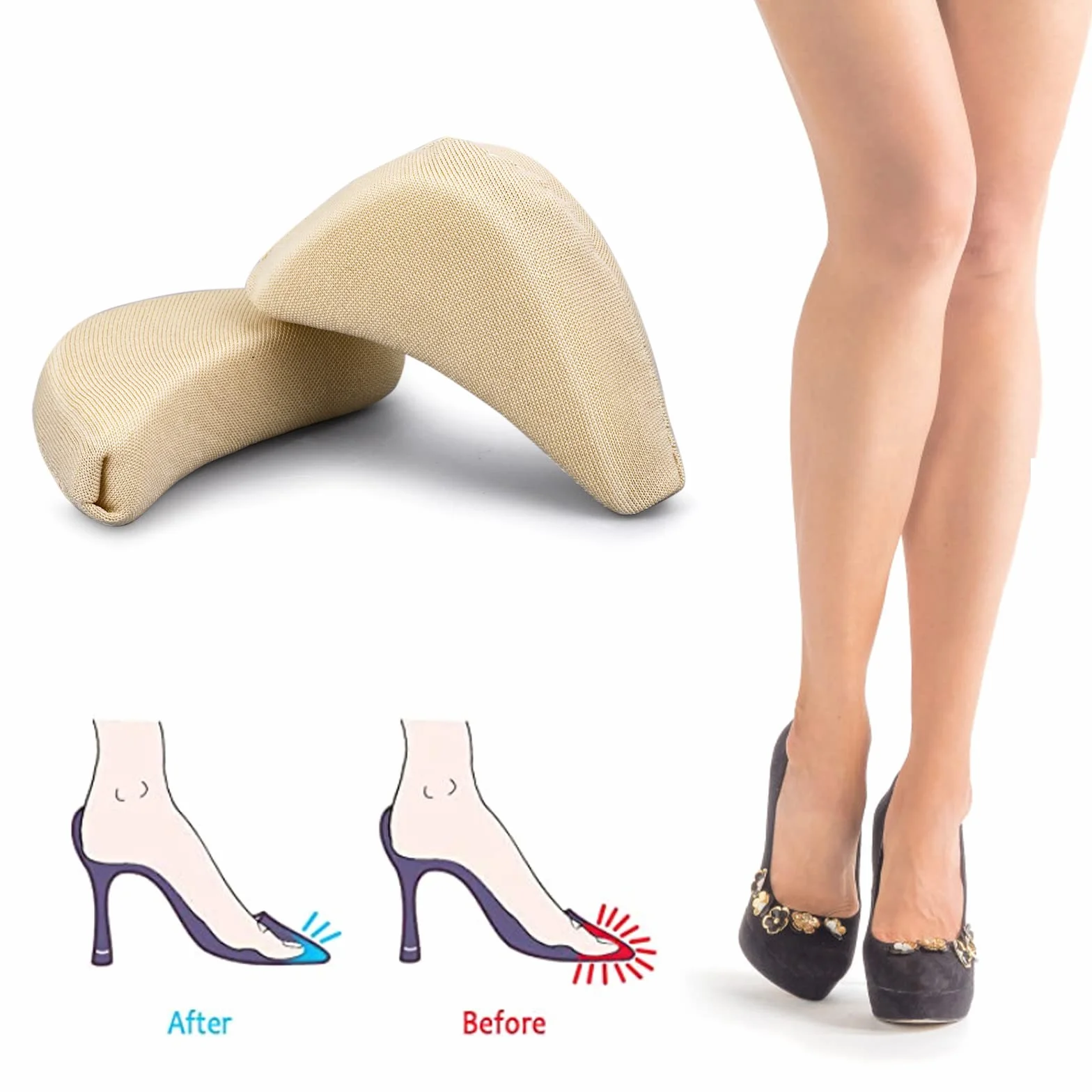 Almohadillas ajustables de esponja suave para zapatos, alivio del dolor de pies, reutilizables