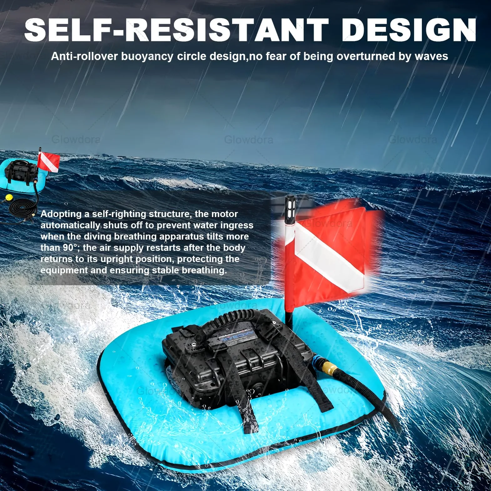 Sistemas de Buceo sin Tanque con Ventilador, Dispositivo de respiración subacuática Red | Respirador portátil recargable para buceo con compresor de aire, manguera de 9 m y regulador de respiración.